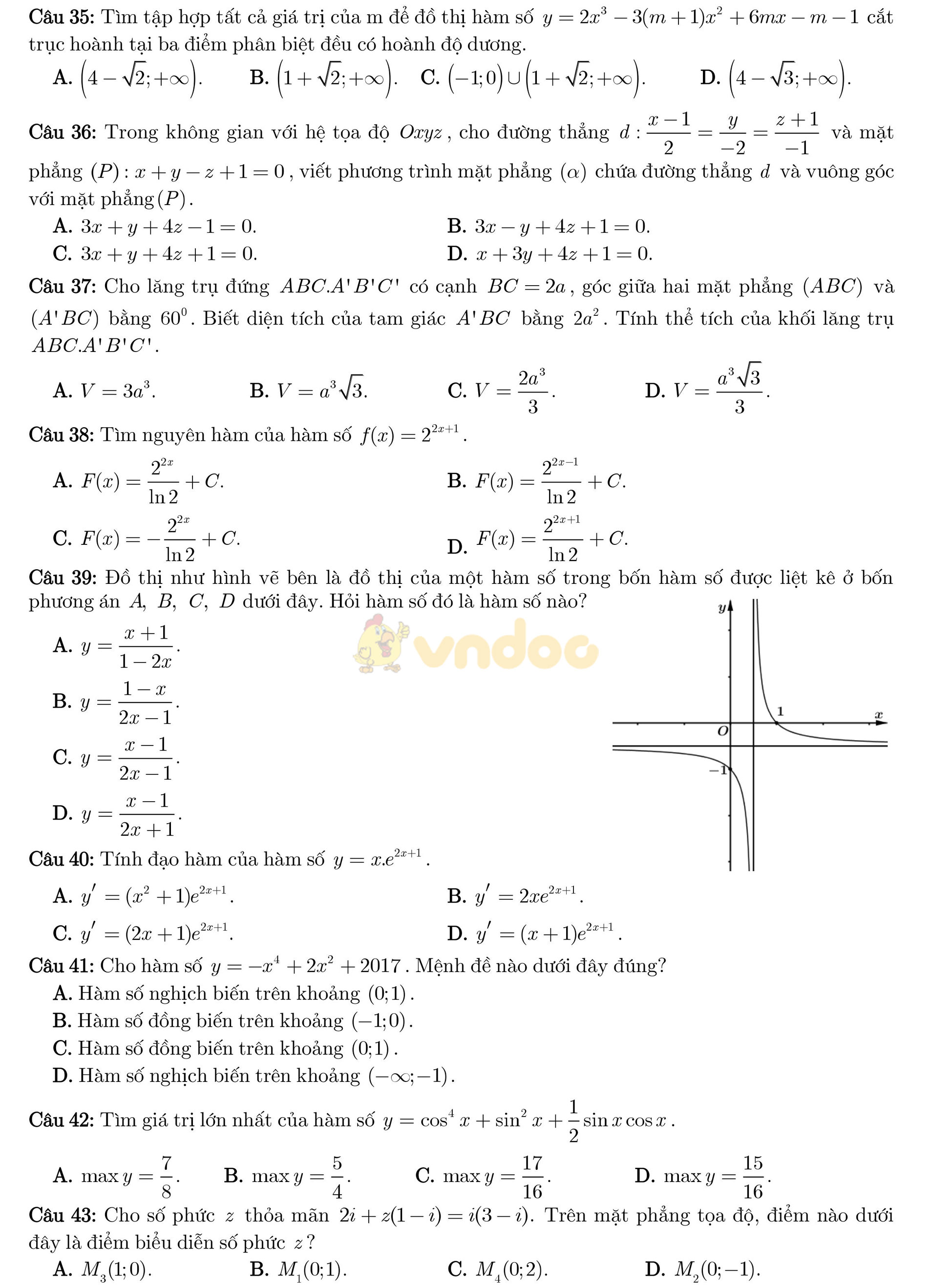 Đề thi thử THPT Quốc gia năm 2017 môn Toán