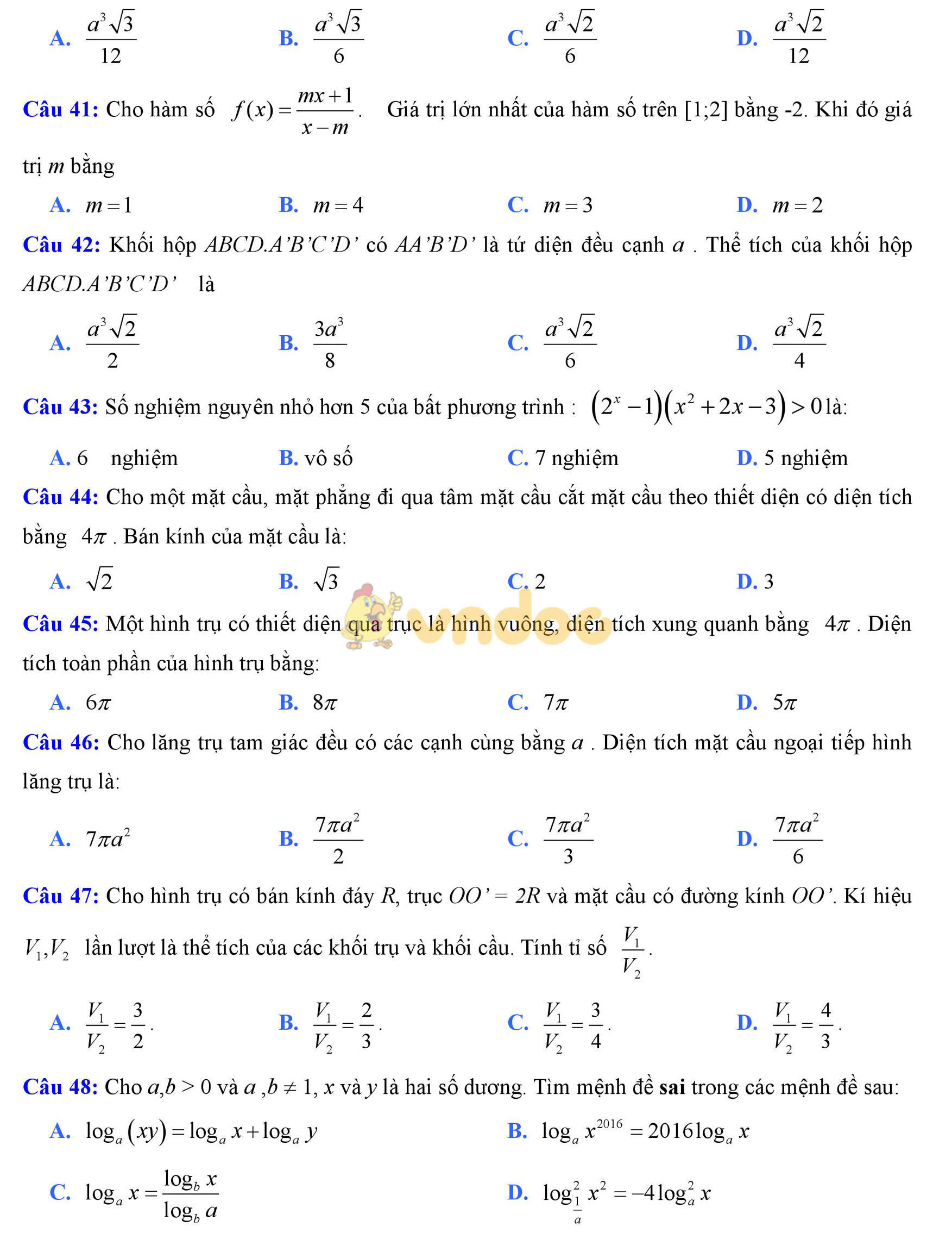 Đề thi thử THPT Quốc gia năm 2017 môn Toán