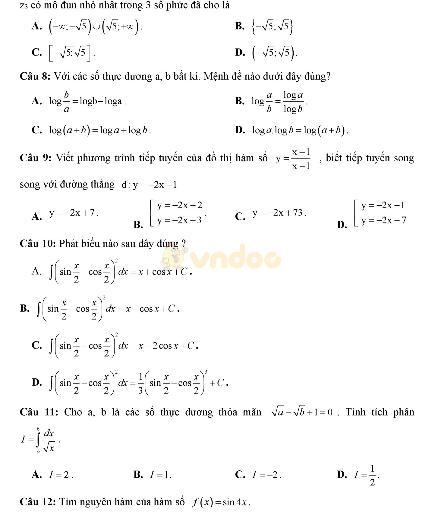 Đề thi thử THPT Quốc gia năm 2017 môn Toán