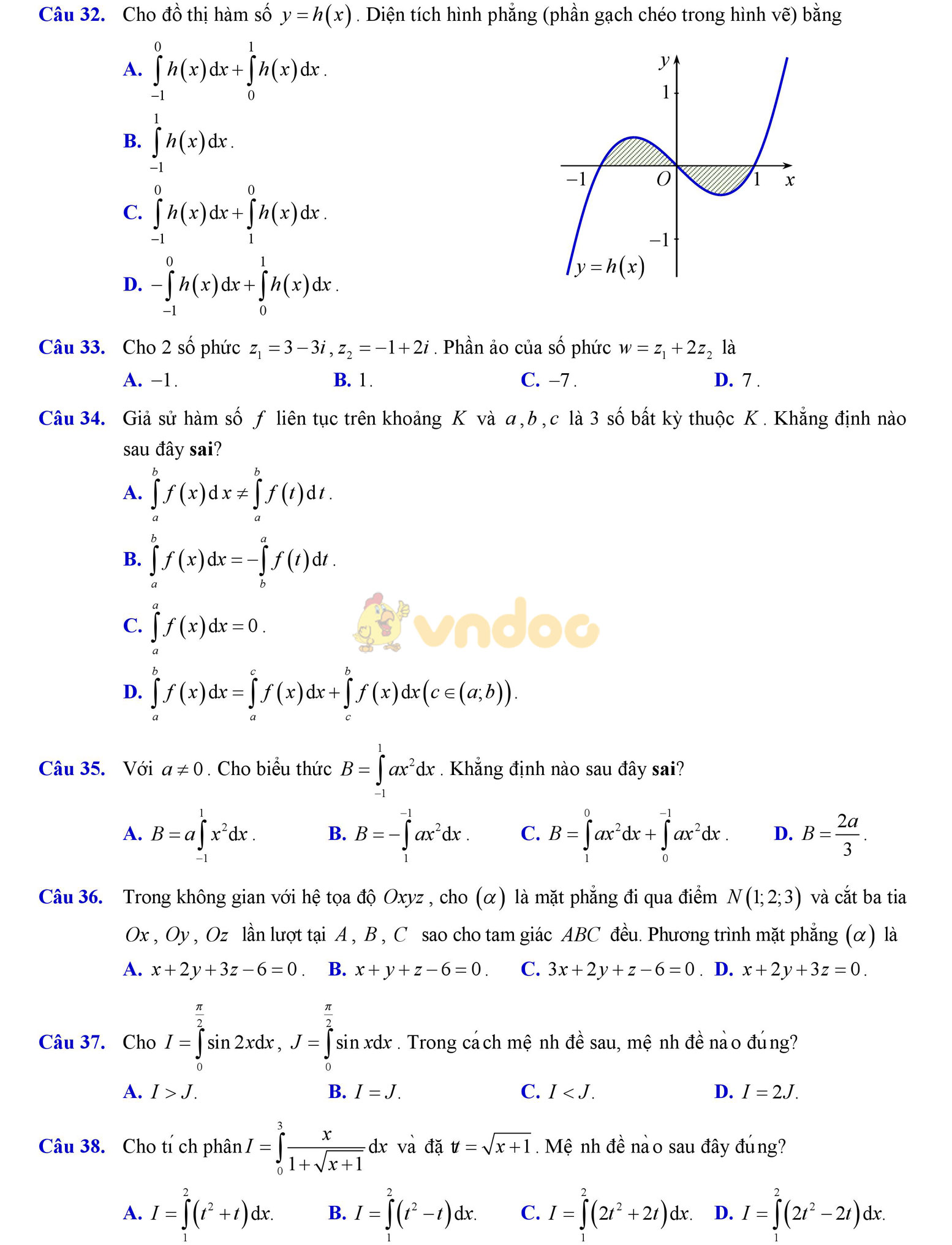 Đề thi học kì 2 môn Toán lớp 12 Đề thi học kì 2 môn Toán lớp 12