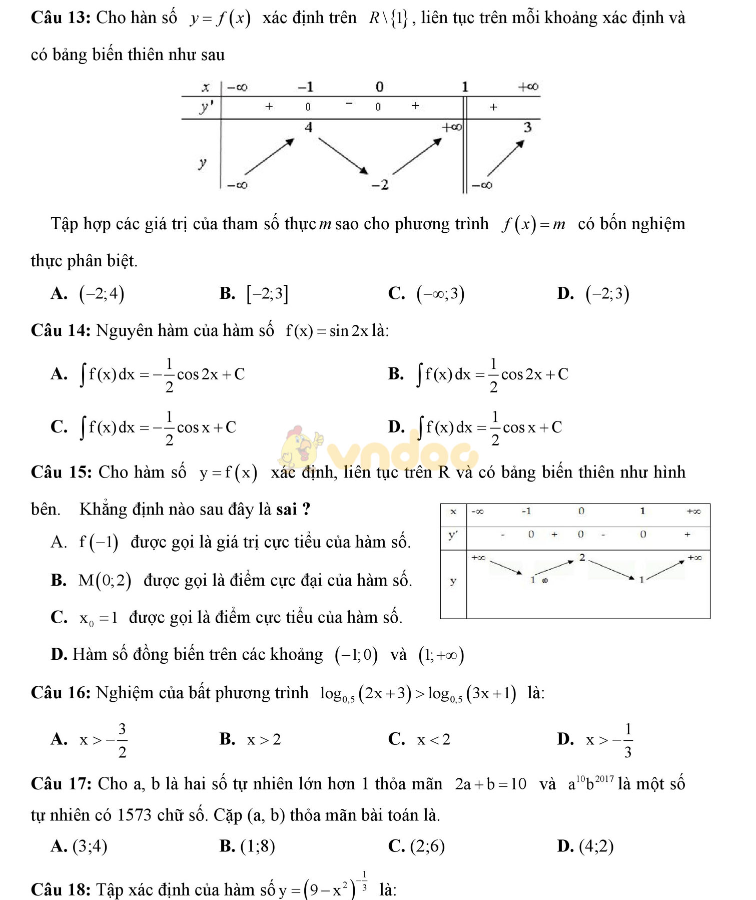 Đề thi học kì 2 môn Toán lớp 12