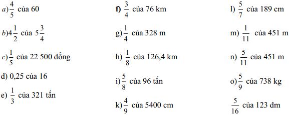 Bài tập Toán lớp 6: Tìm giá trị của một phân số Bài tập Toán lớp 6: Tìm giá trị của một phân số