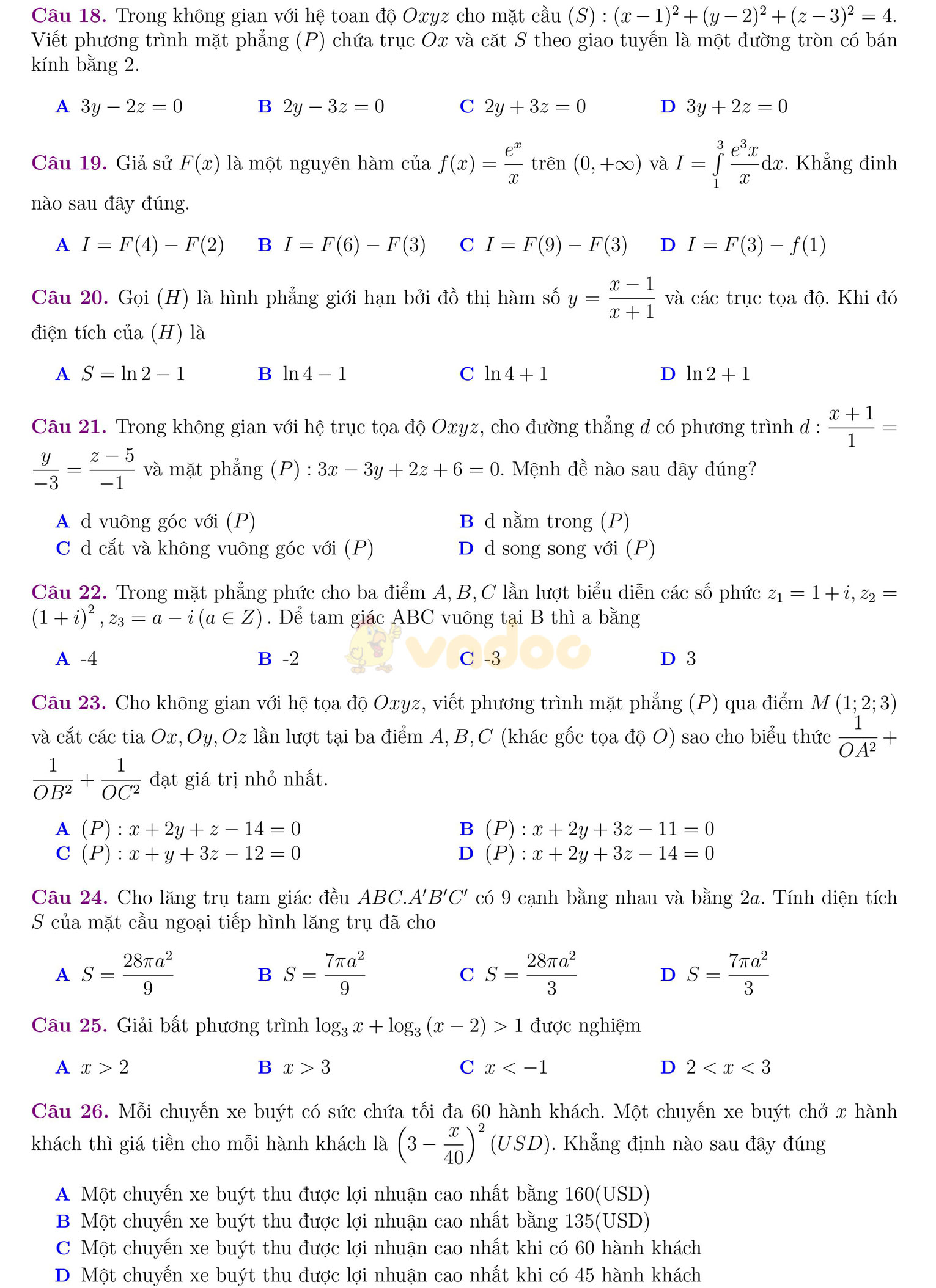 Đề thi thử THPT Quốc gia năm 2017 môn Toán