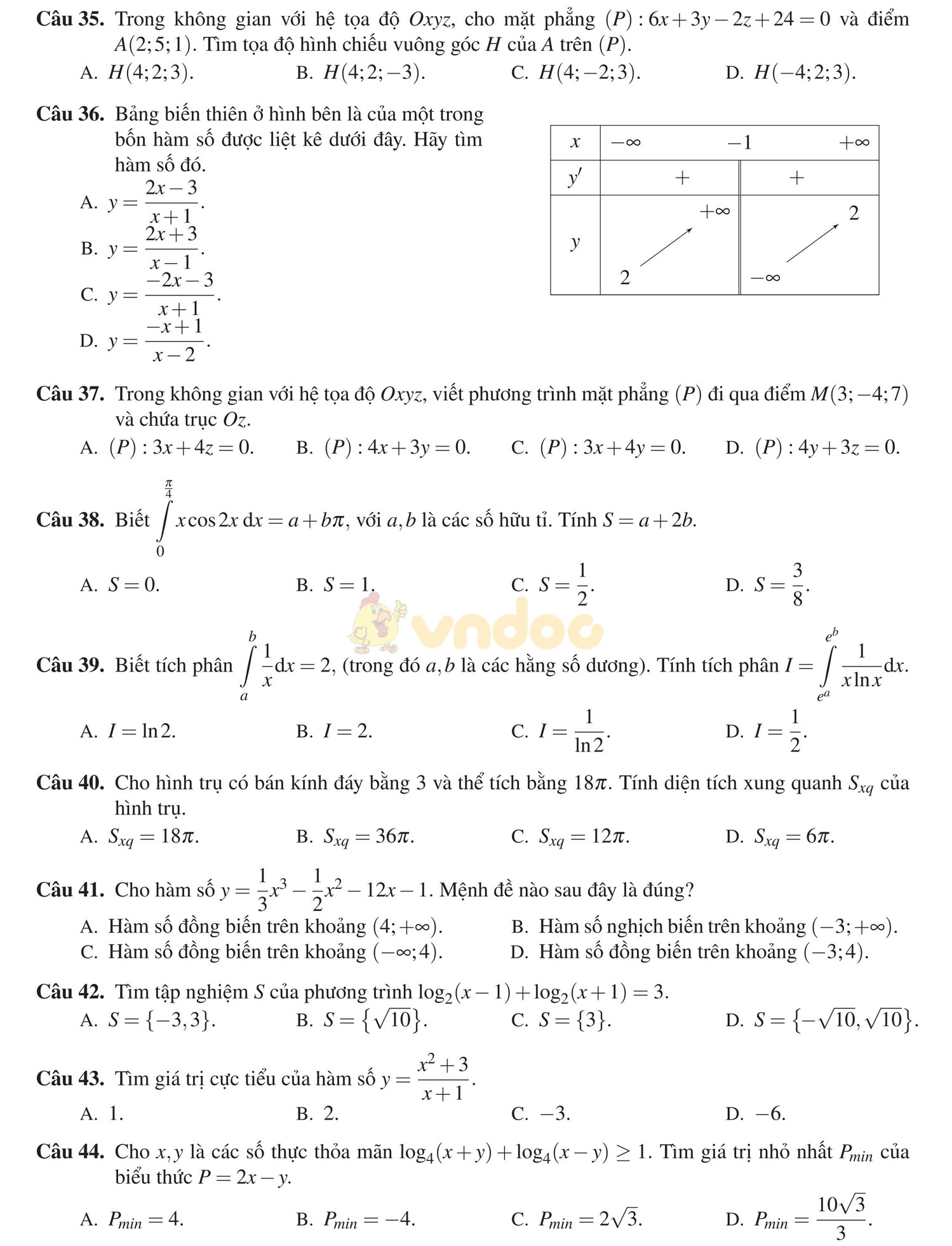 Đề thi thử THPT Quốc gia năm 2017 môn Toán