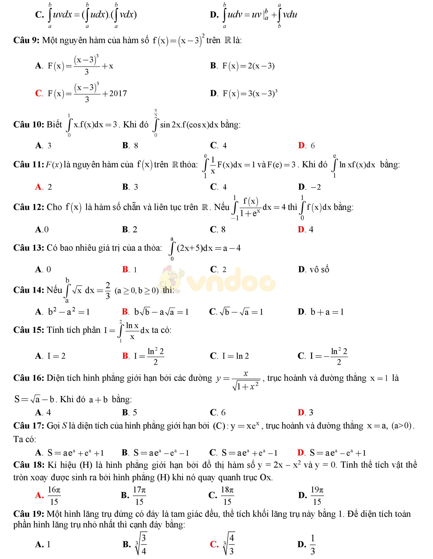Đề thi học kì 2 môn Toán lớp 12 Đề thi học kì 2 môn Toán lớp 12