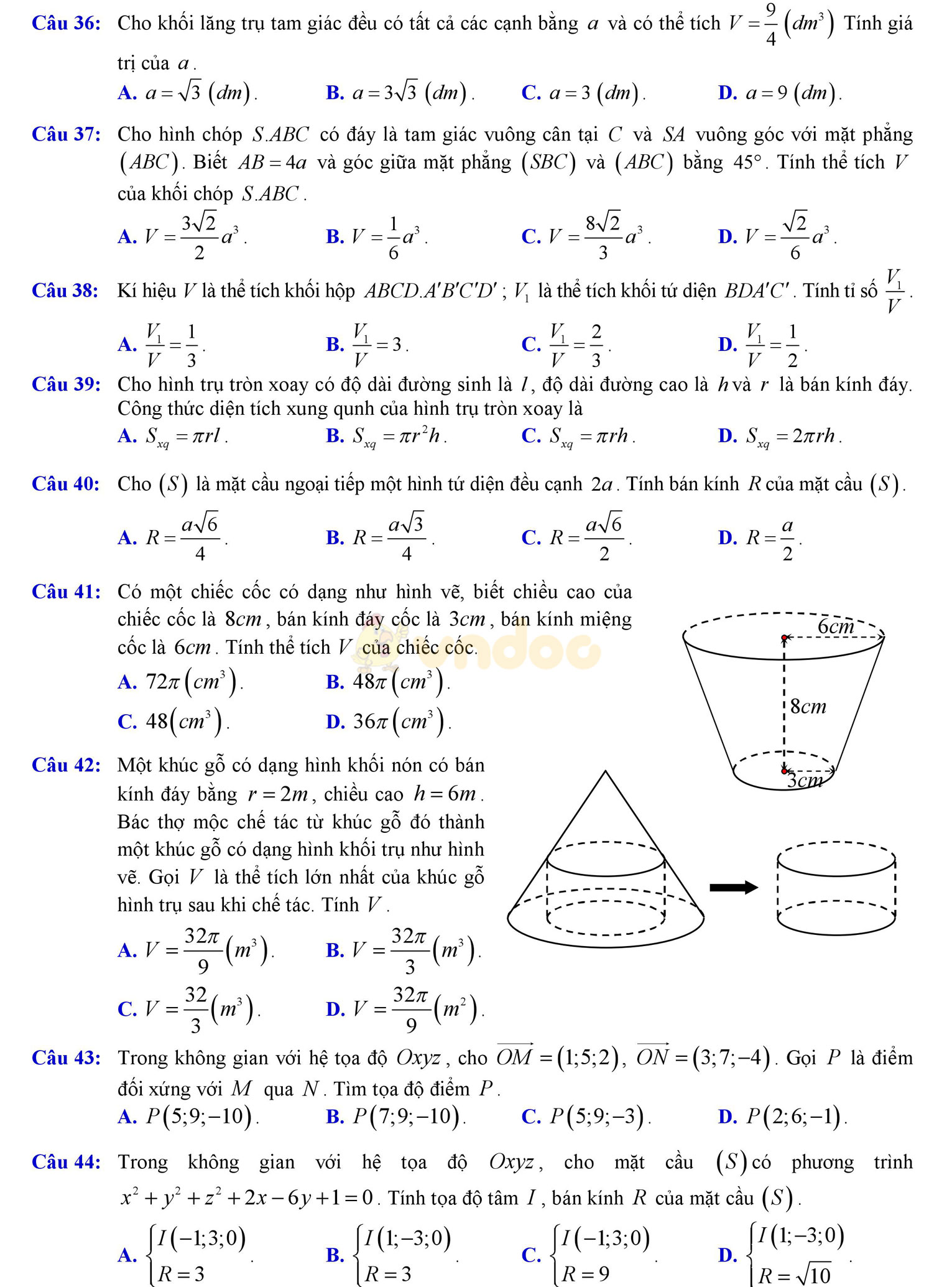Đề thi thử THPT Quốc gia năm 2017 môn Toán