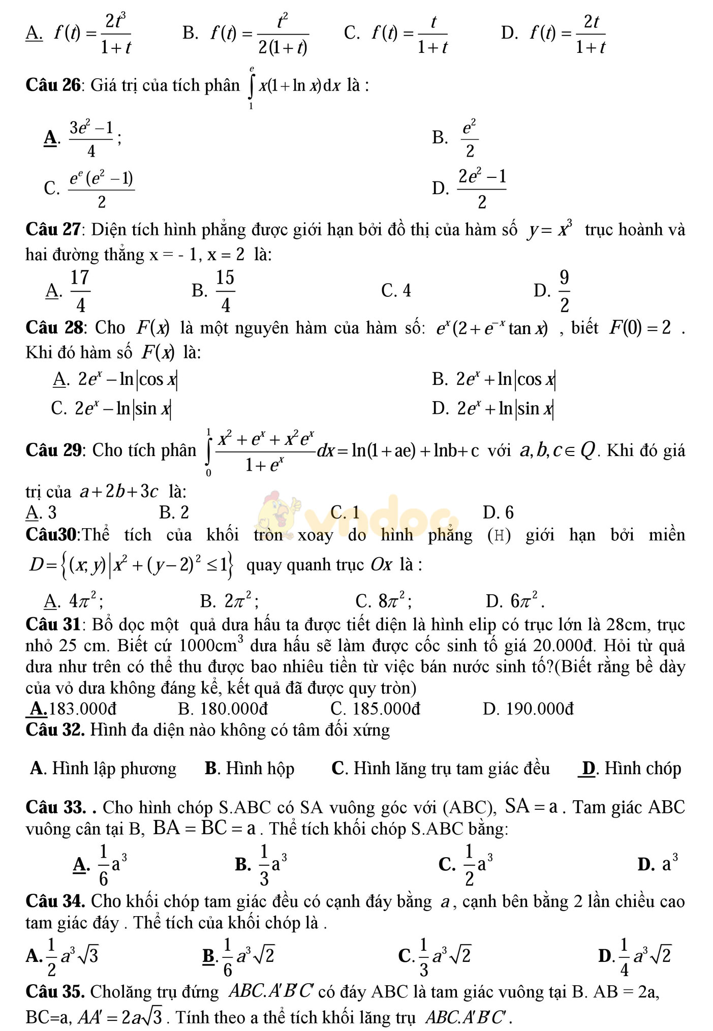 Đề thi thử THPT Quốc gia năm 2017 môn Toán