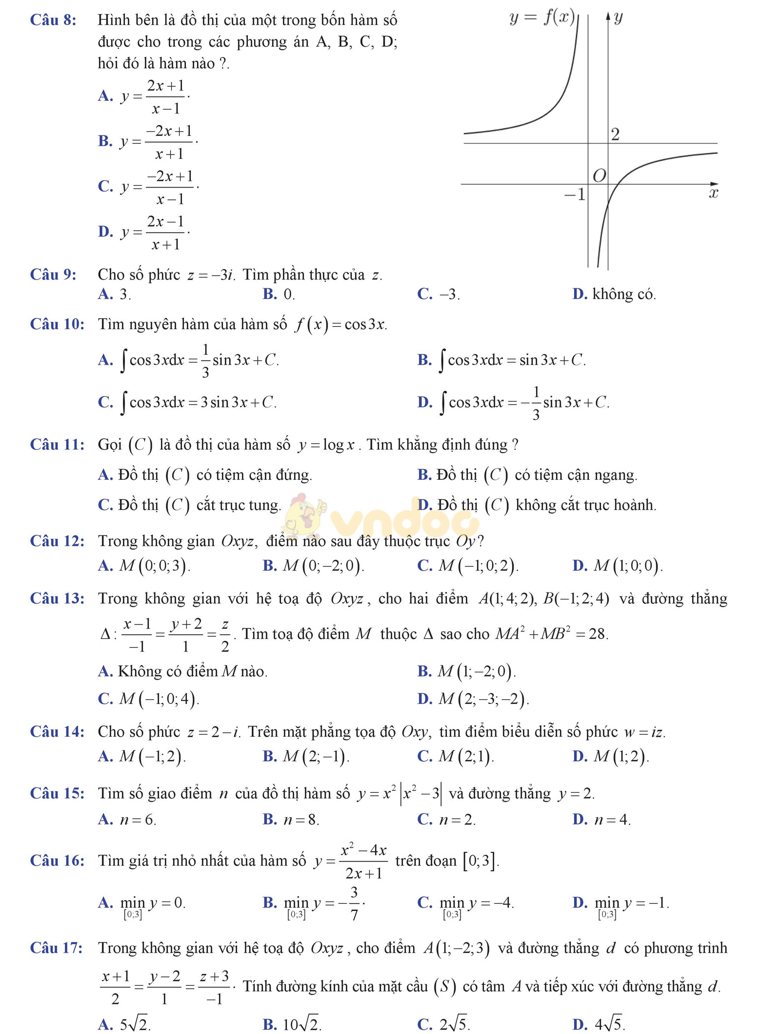 Đề thi thử THPT Quốc gia năm 2017 môn Toán