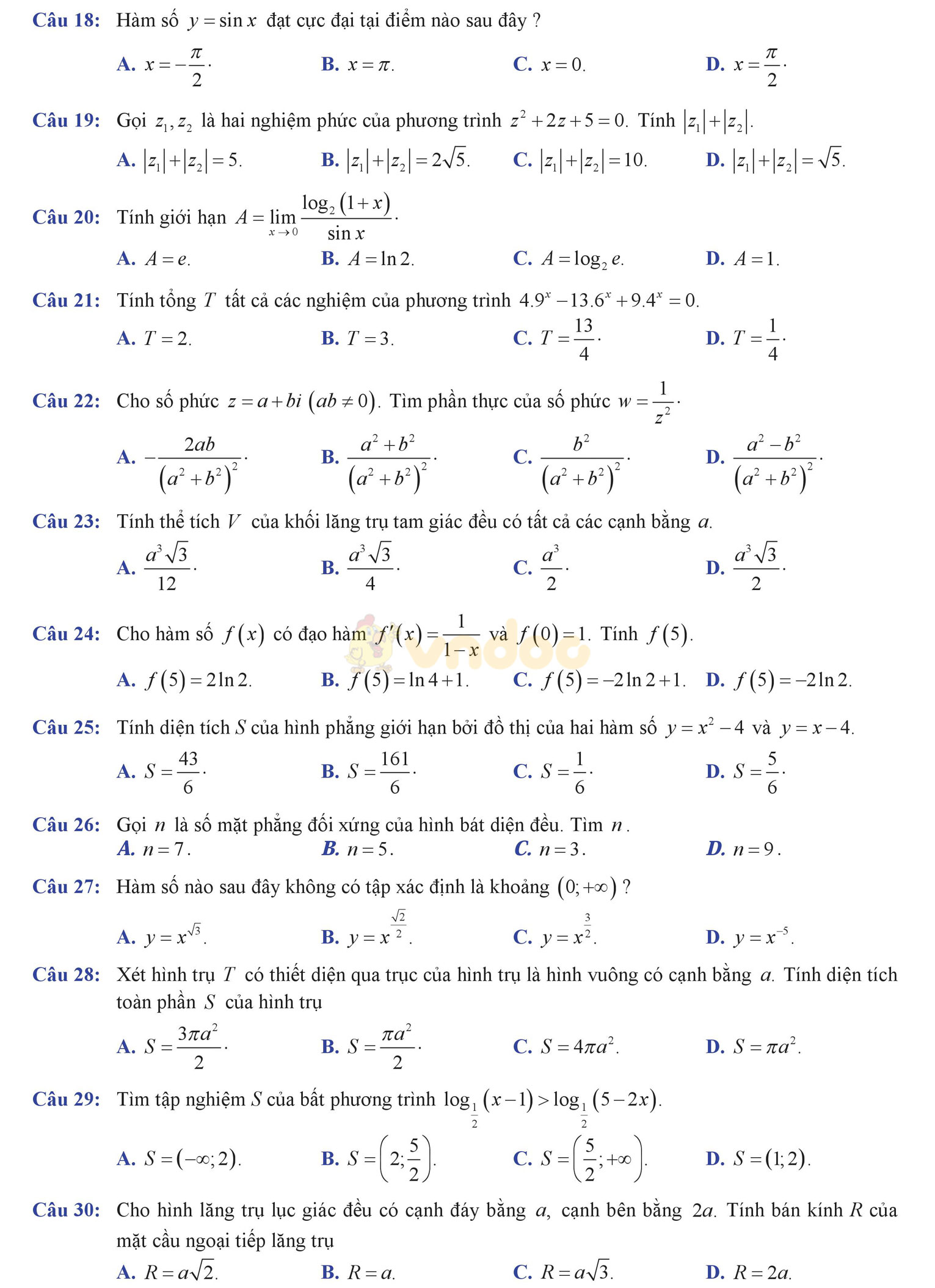 Đề thi thử THPT Quốc gia năm 2017 môn Toán