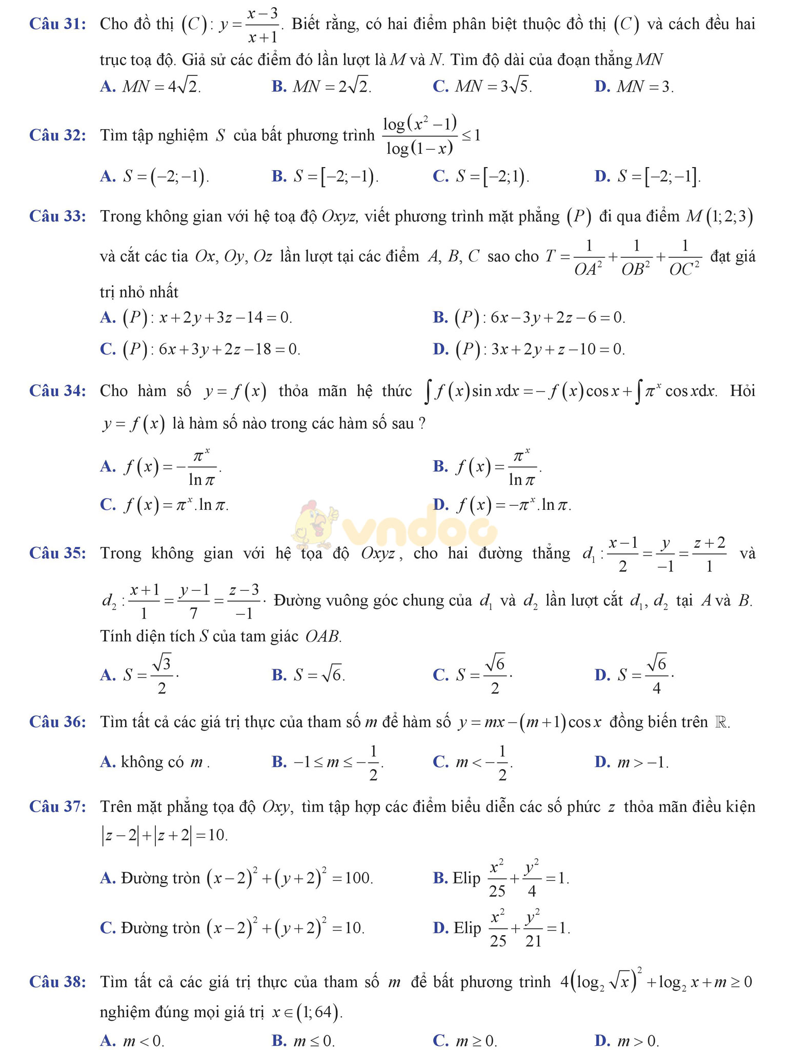 Đề thi thử THPT Quốc gia năm 2017 môn Toán