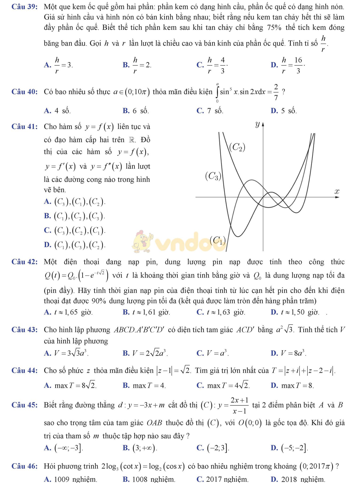 Đề thi thử THPT Quốc gia năm 2017 môn Toán