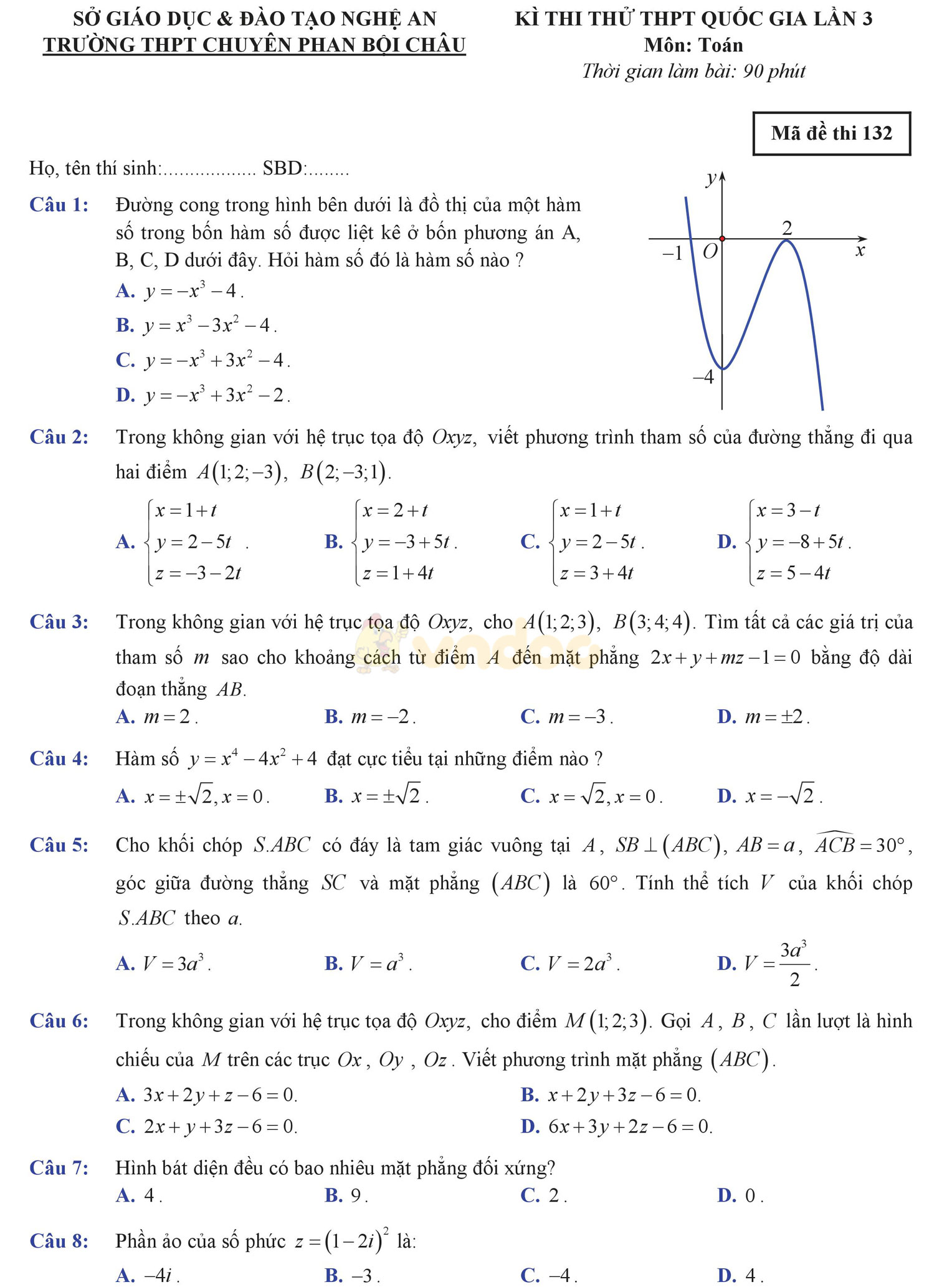 Đề thi thử THPT Quốc gia năm 2017 môn Toán