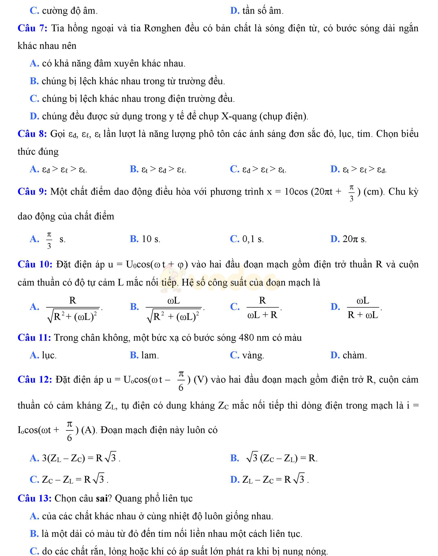 Đề thi thử THPT Quốc gia năm 2017 môn Vật lý