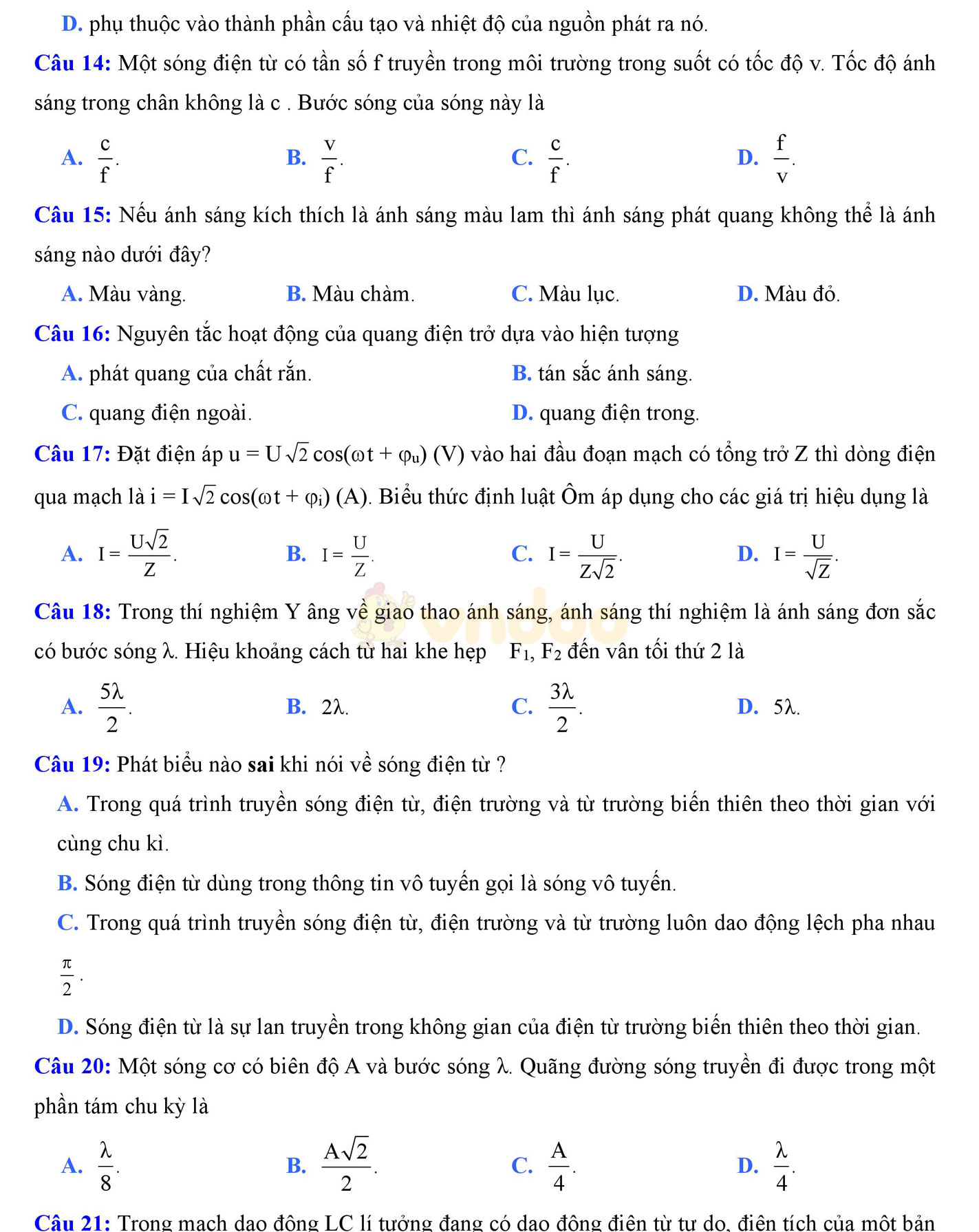 Đề thi thử THPT Quốc gia năm 2017 môn Vật lý