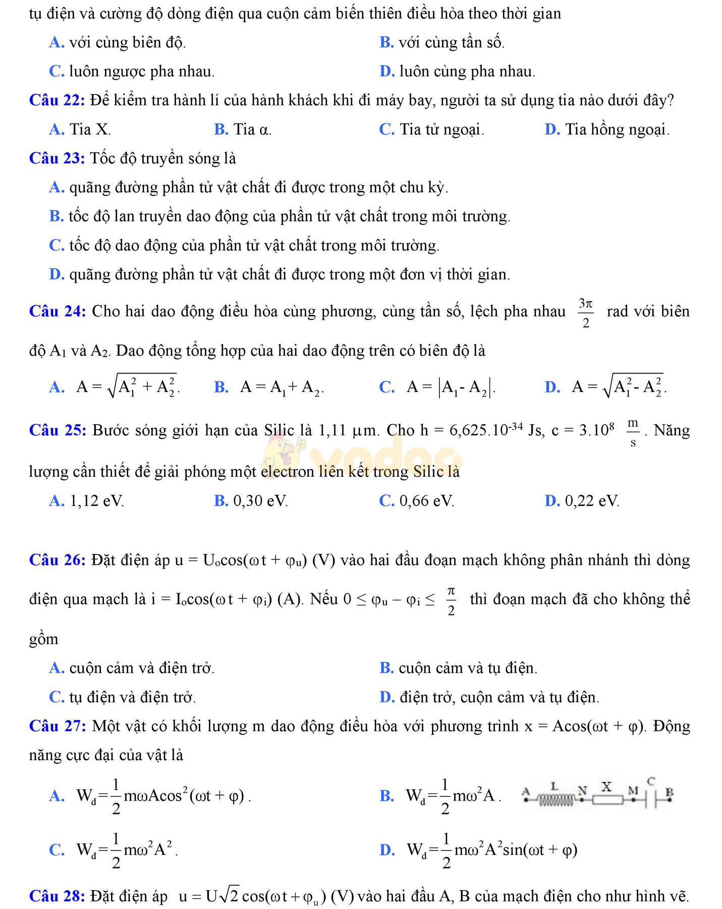 Đề thi thử THPT Quốc gia năm 2017 môn Vật lý