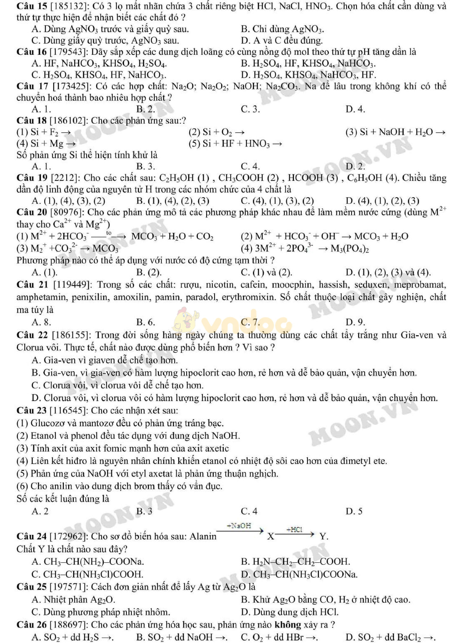 Tổng hợp 900 câu lý thuyết Hóa học Tổng hợp 900 câu lý thuyết Hóa học