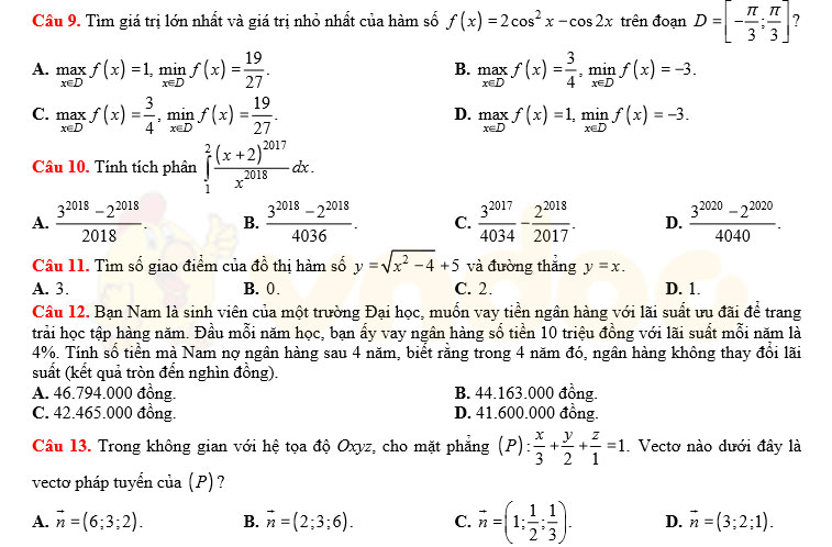 Đề thi thử THPT Quốc gia năm 2017 môn Toán Đề thi thử THPT Quốc gia năm 2017 môn Toán