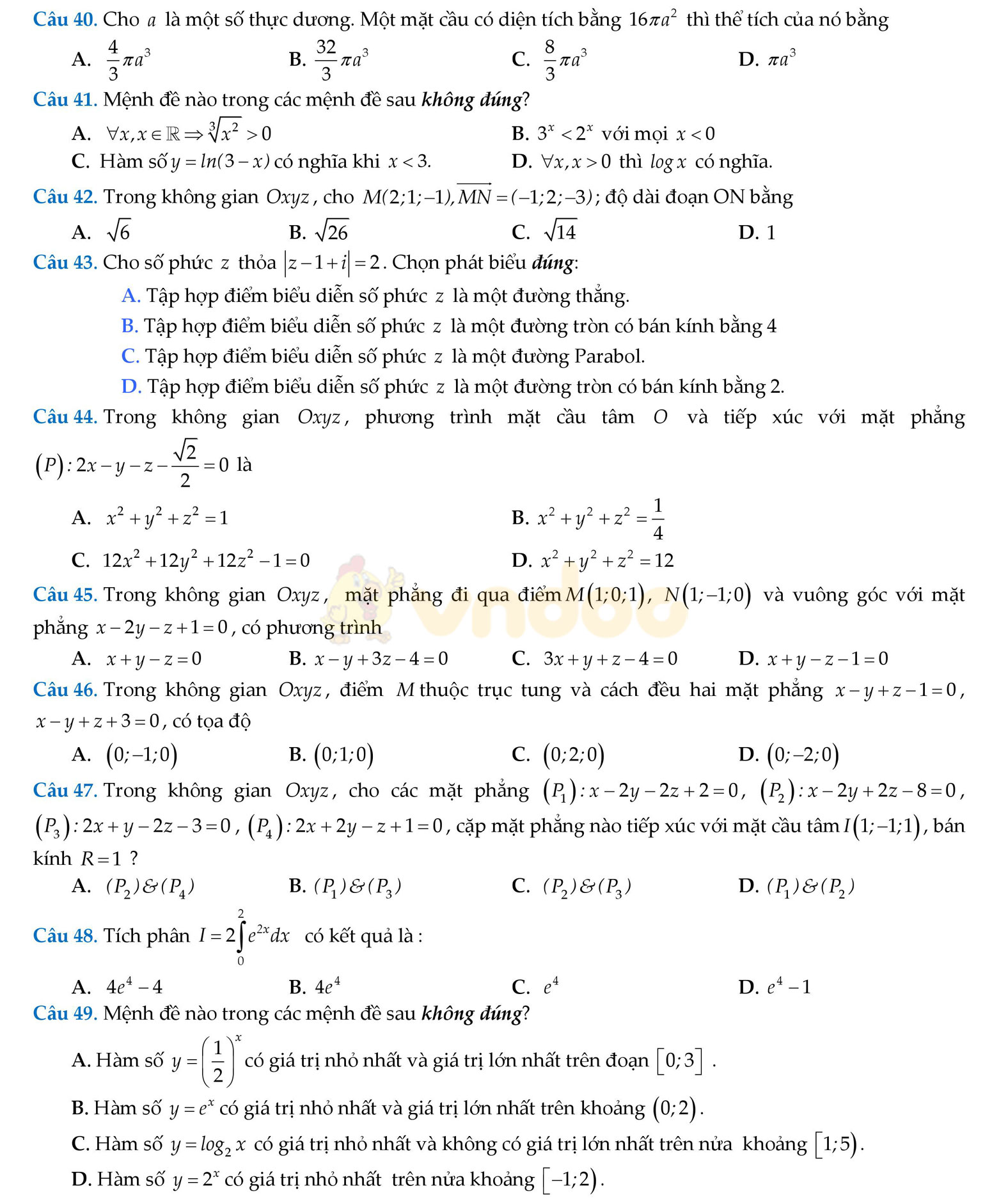 Đề thi thử THPT Quốc gia năm 2017 môn Toán