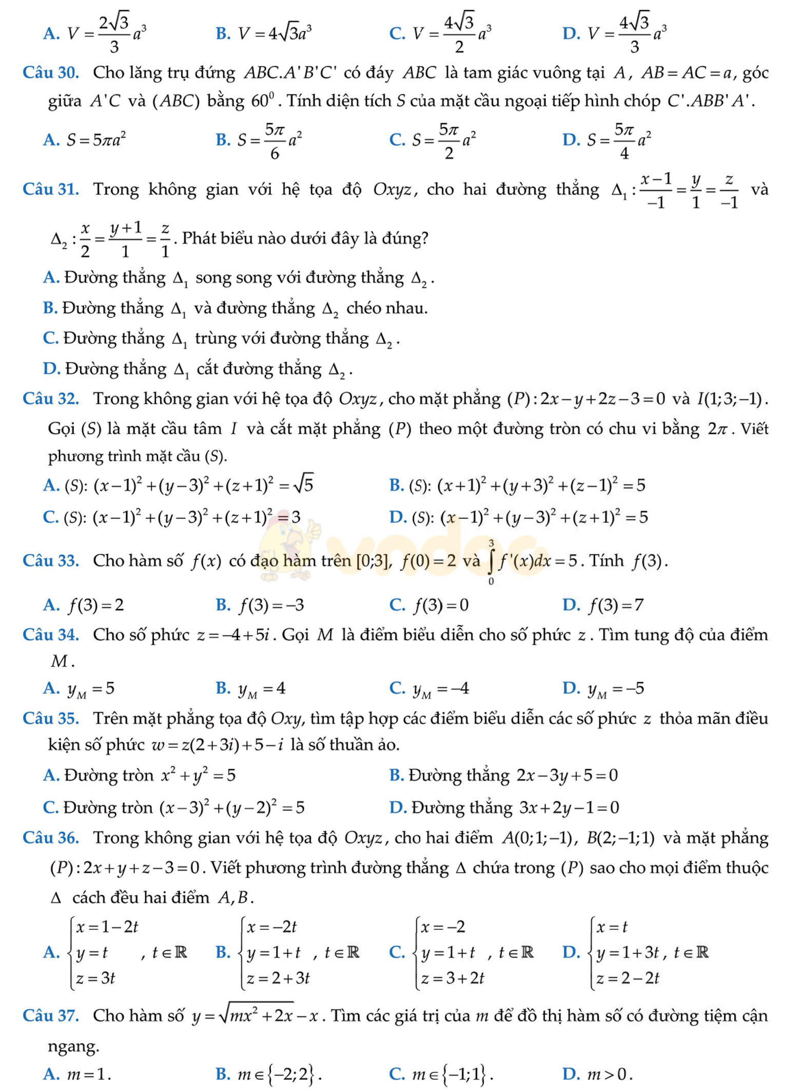 Đề thi thử THPT Quốc gia năm 2017 môn Toán Đề thi thử THPT Quốc gia năm 2017 môn Toán