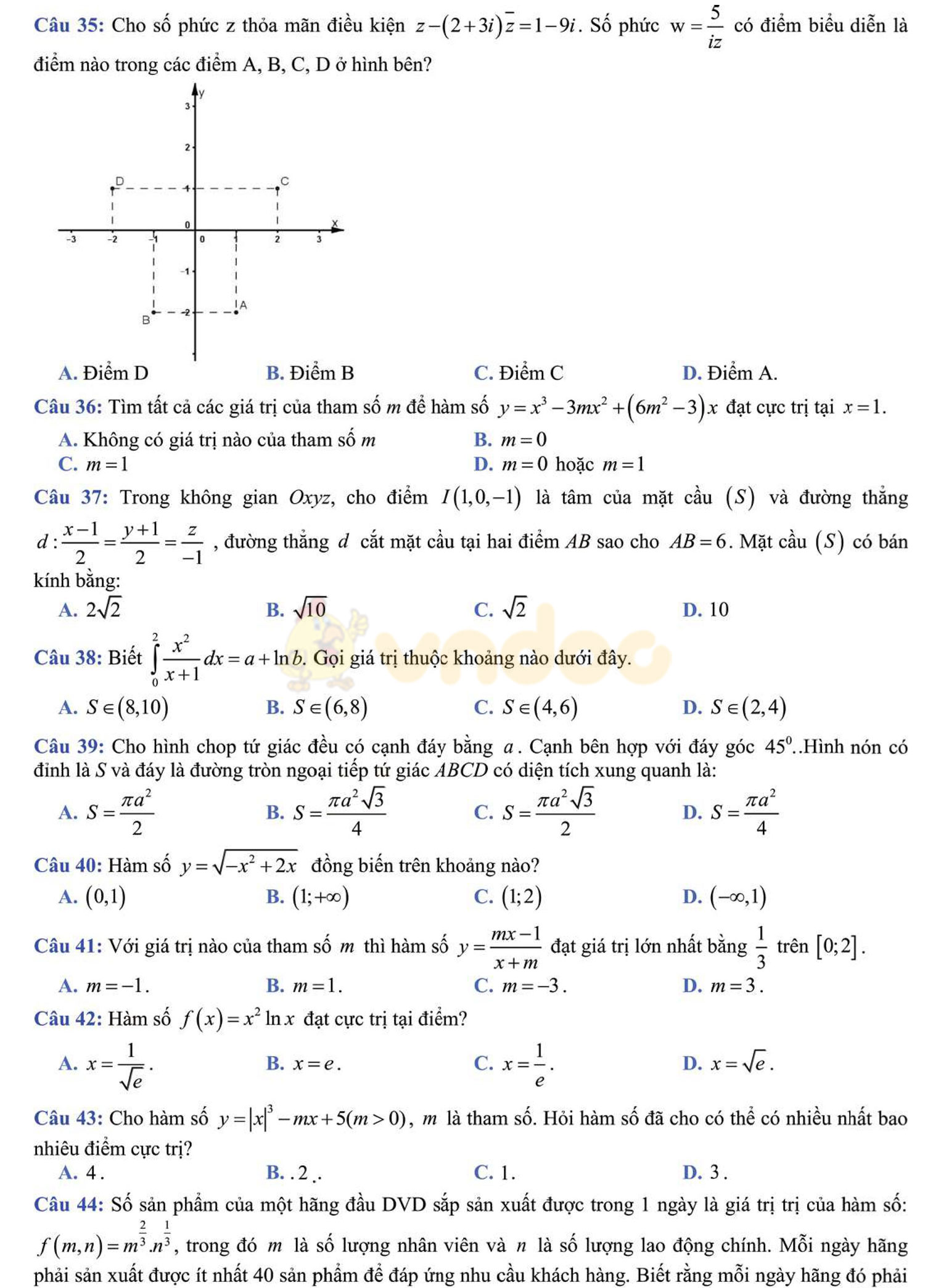 Đề thi thử THPT Quốc gia năm 2017 môn Toán