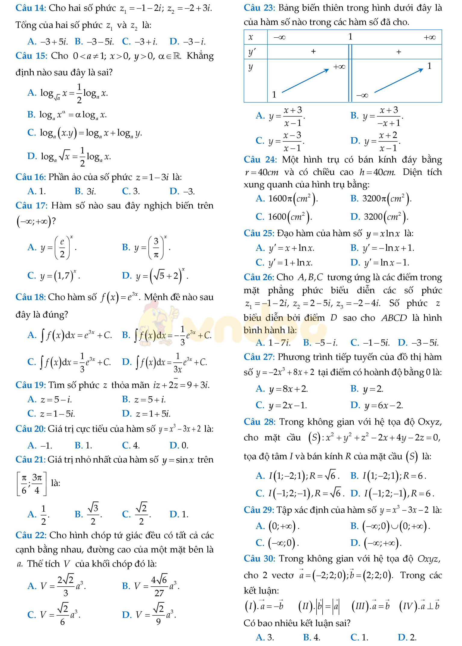 Đề thi thử THPT Quốc gia năm 2017 môn Toán