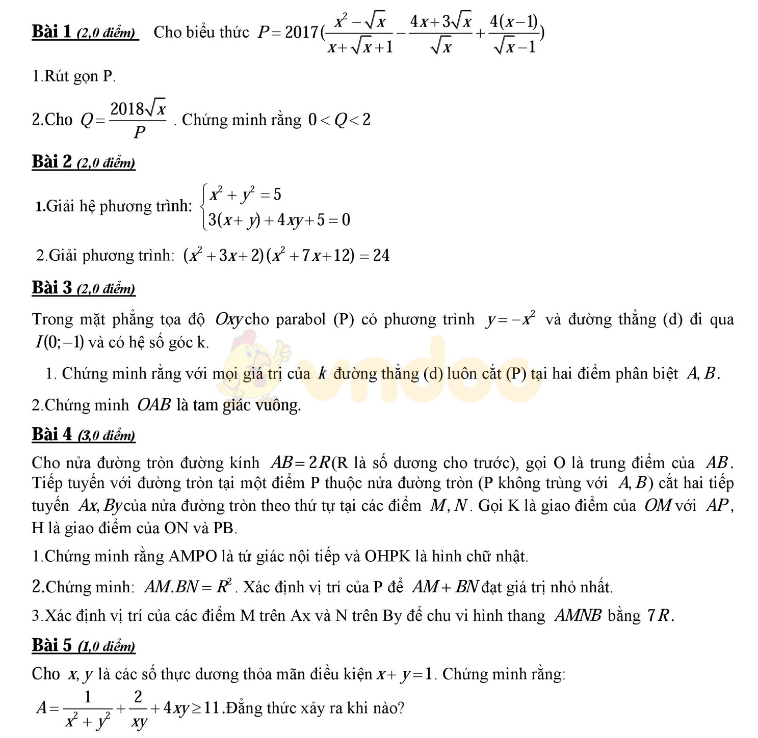 Đề thi thử vào lớp 10 môn Toán