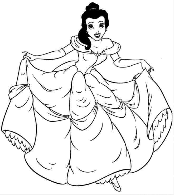Tranh tô màu công chúa Belle cho bé gái dễ thương nhất