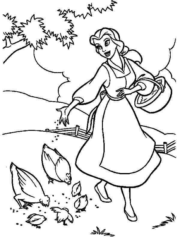 Tranh tô màu công chúa Belle cho bé gái dễ thương nhất