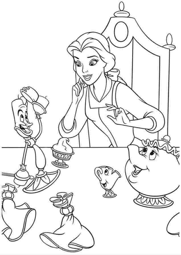 Tranh tô màu công chúa Belle cho bé gái dễ thương nhất