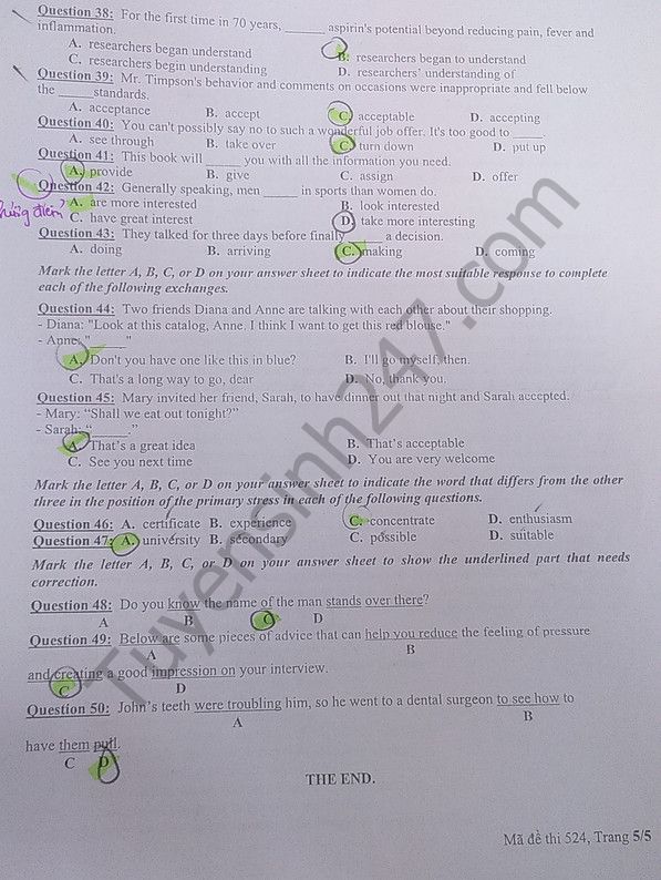 Đề thi thử THPT Quốc gia năm 2017 có đáp án