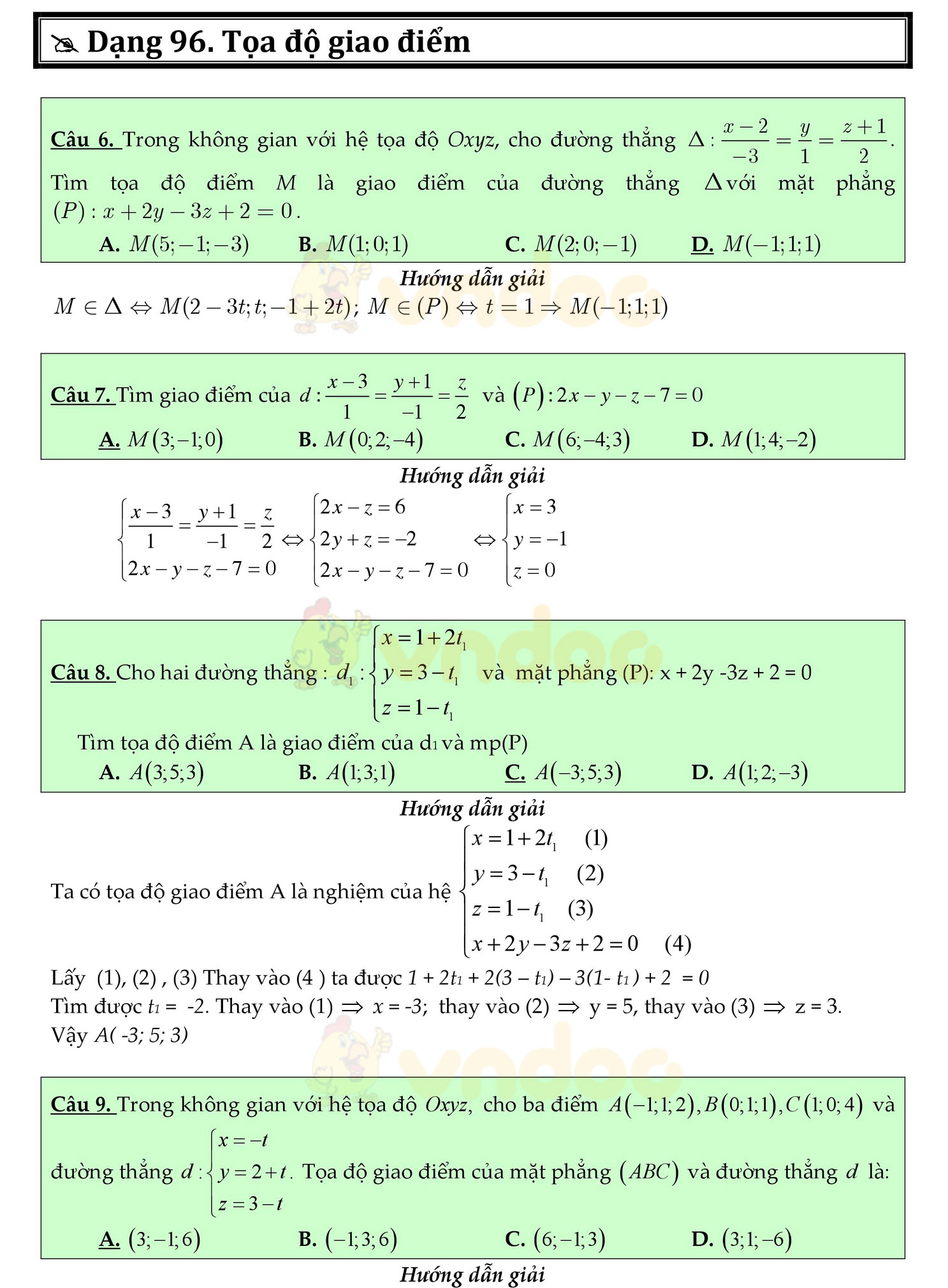 Trắc nghiệm tọa độ không gian OXYZ