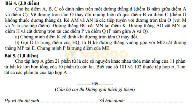 Đề thi thử vào lớp 10 môn Toán Đề thi thử vào lớp 10 môn Toán