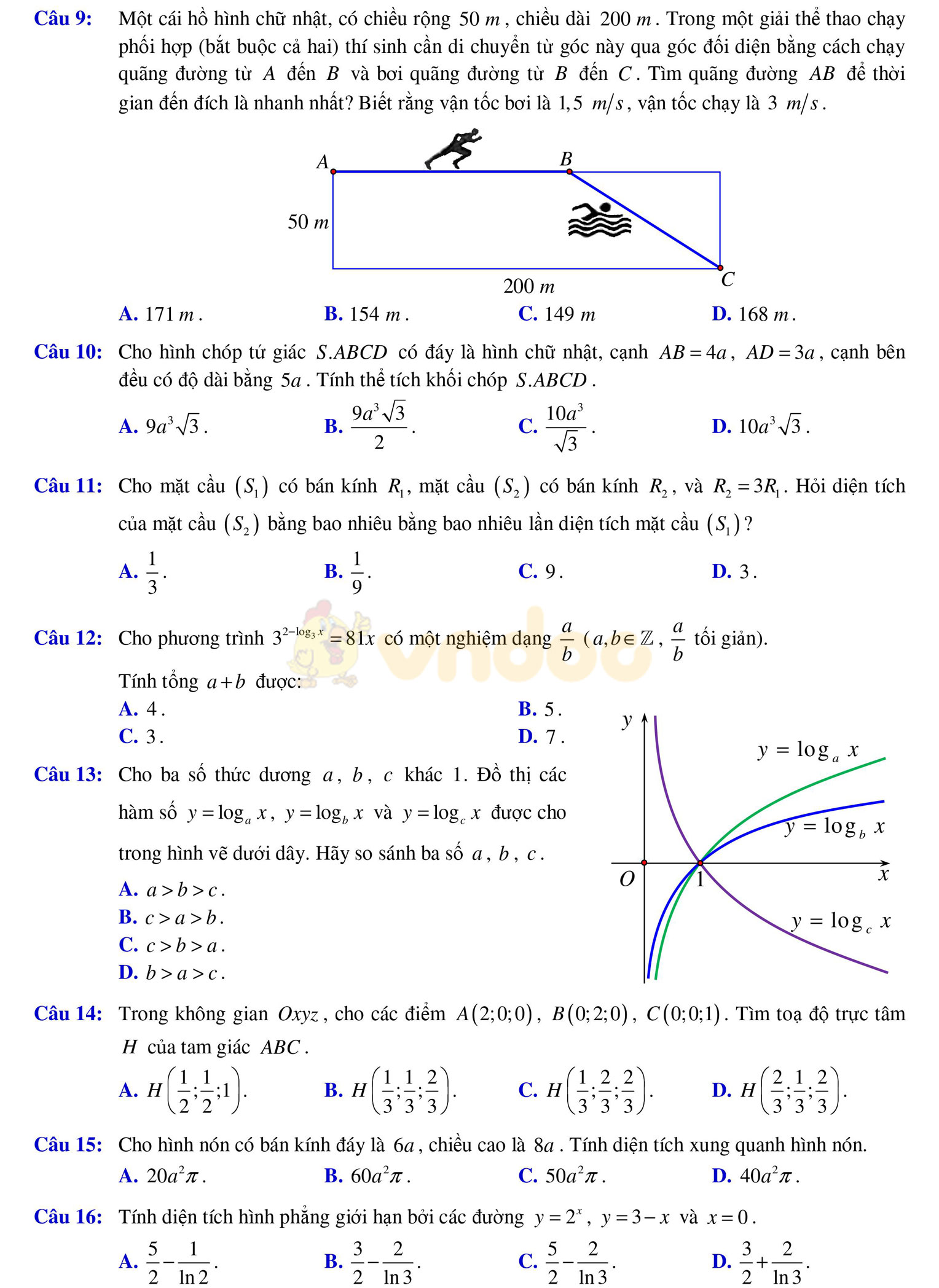 Đề thi học kì 2 môn Toán lớp 12 Đề thi học kì 2 môn Toán lớp 12