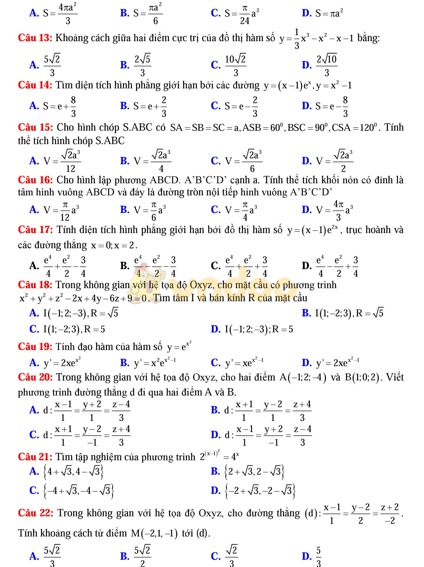 Đề thi thử THPT Quốc gia năm 2017 môn Toán