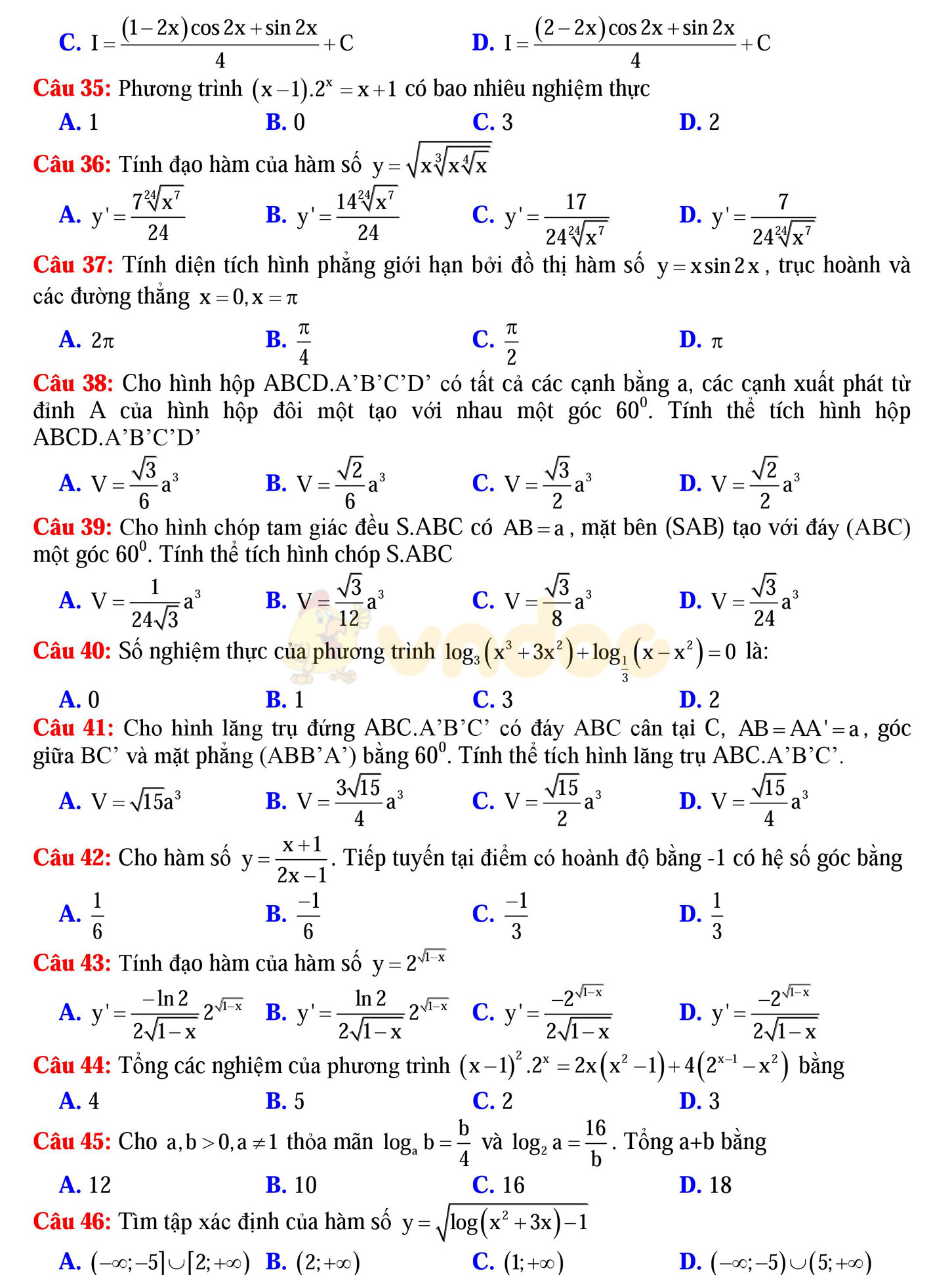 Đề thi thử THPT Quốc gia năm 2017 môn Toán