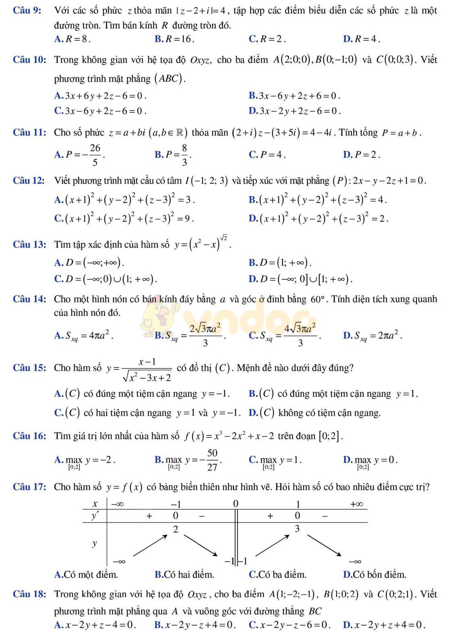 Đề thi thử THPT Quốc gia năm 2017 môn Toán