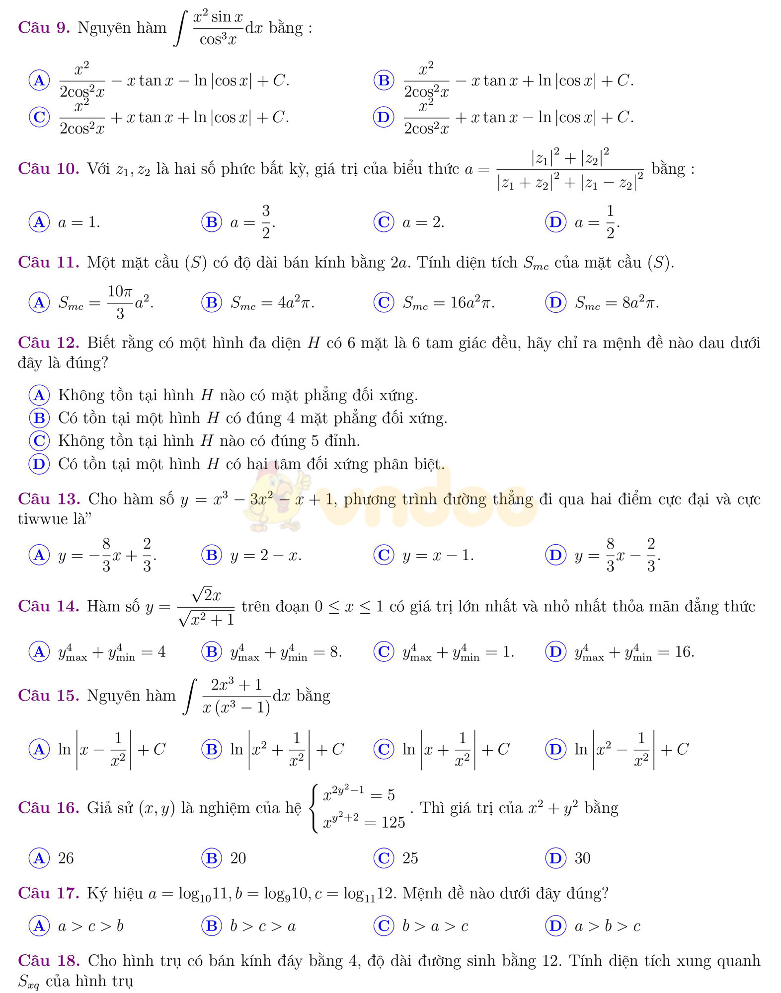 Đề thi thử THPT Quốc gia năm 2017 môn Toán