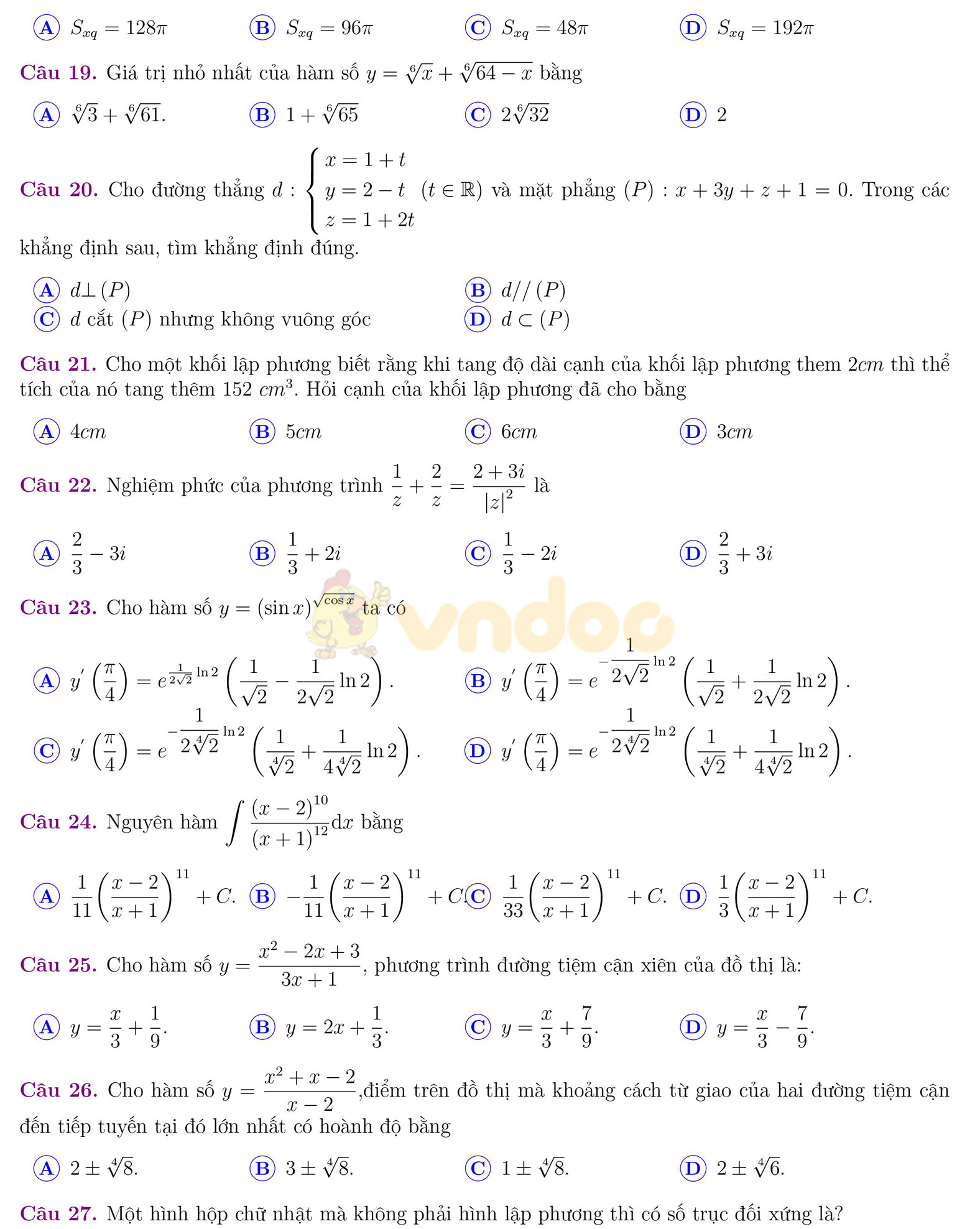 Đề thi thử THPT Quốc gia năm 2017 môn Toán