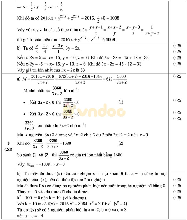 Đề thi học sinh giỏi môn Toán lớp 7 có đáp án