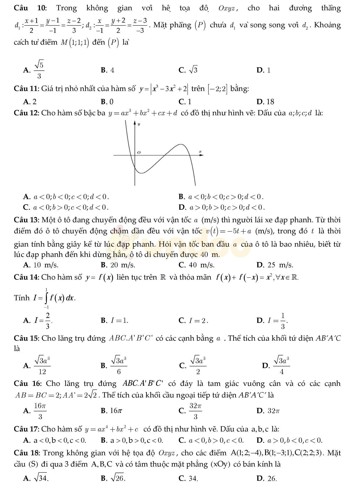 Đề thi thử THPT Quốc gia năm 2017 môn Toán