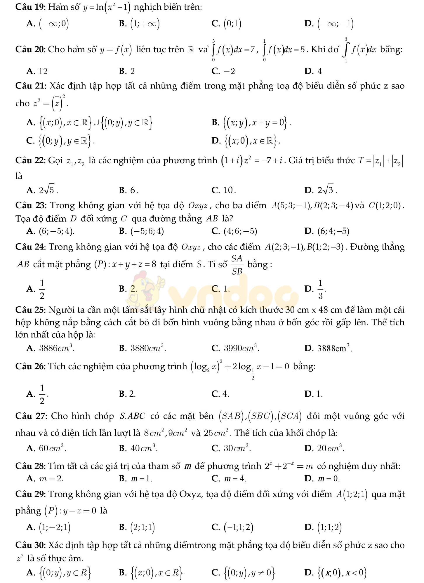 Đề thi thử THPT Quốc gia năm 2017 môn Toán