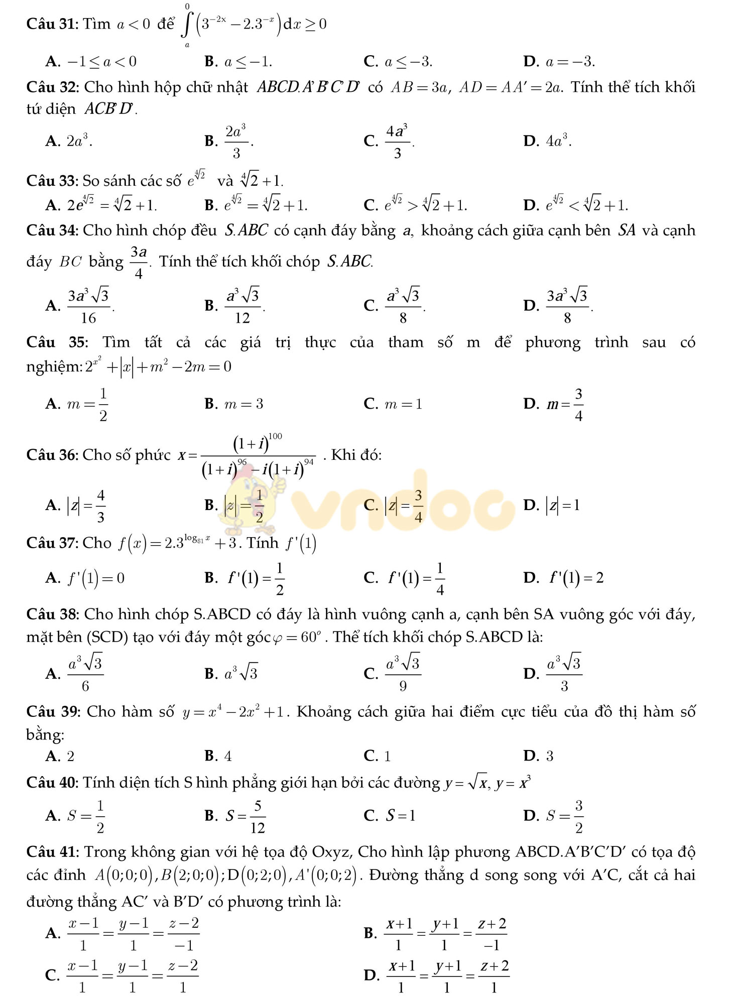 Đề thi thử THPT Quốc gia năm 2017 môn Toán
