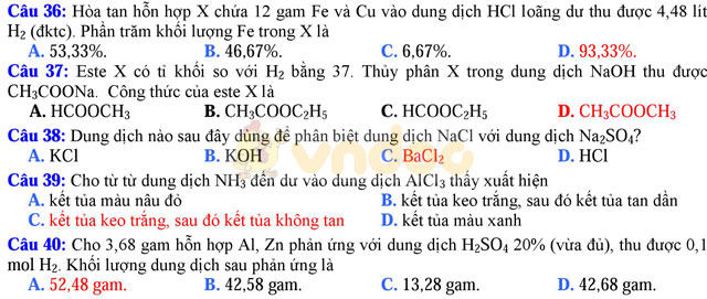 Đề thi thử THPT Quốc gia năm 2017 môn Hóa học trường THPT Quang Trung, Hải Dương (Lần 2) Đề thi thử THPT Quốc gia năm 2017 môn Hóa học có đáp án