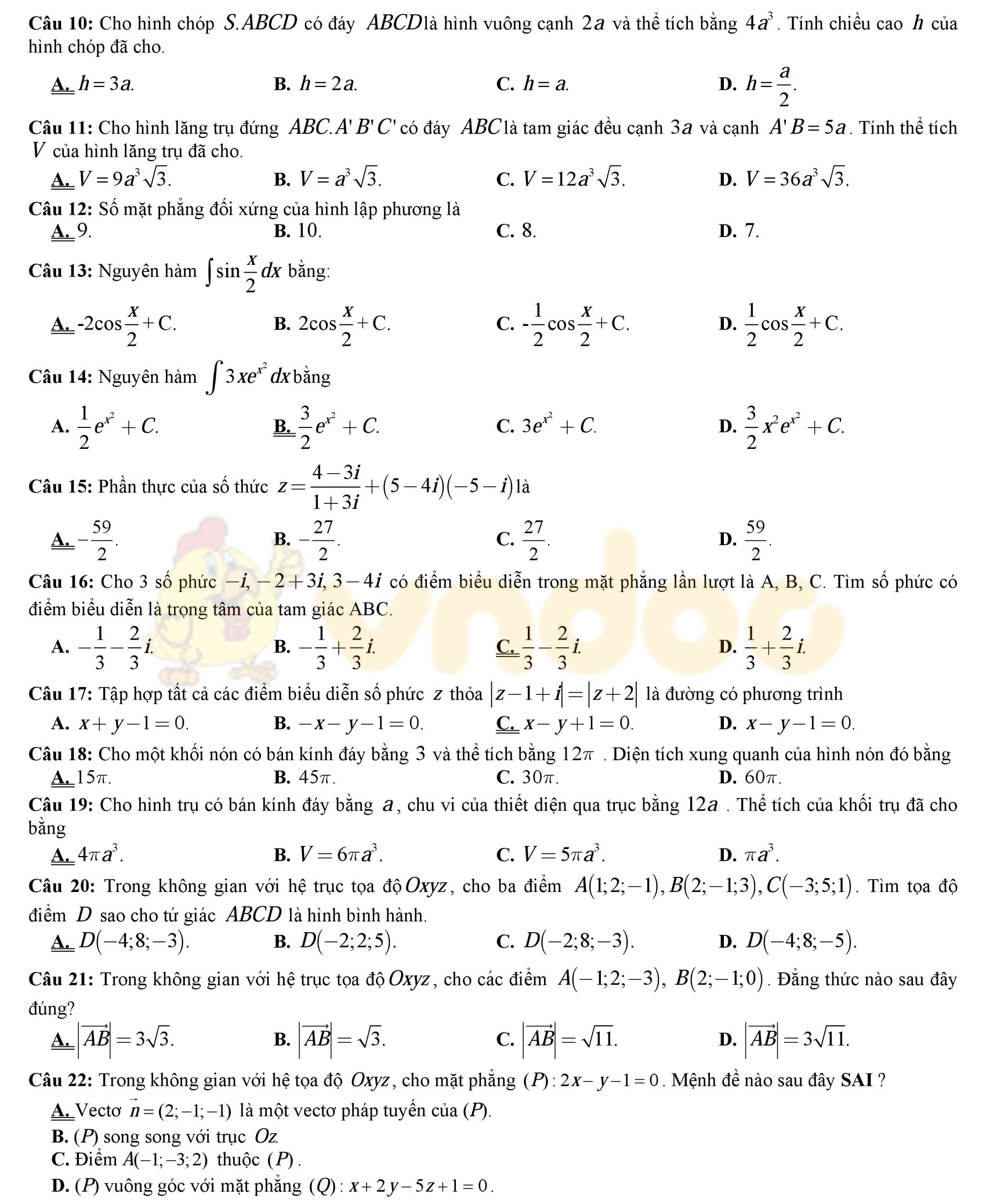 Đề thi thử THPT Quốc gia năm 2017 môn Toán