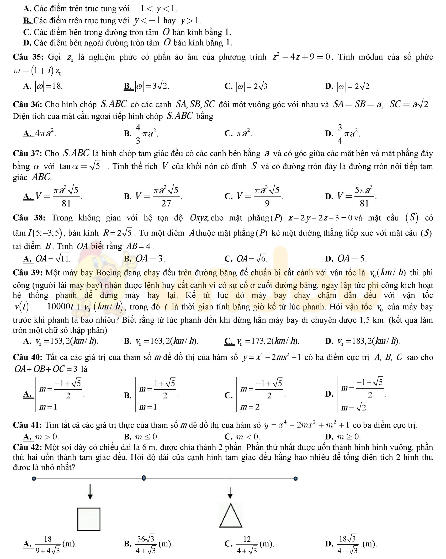 Đề thi thử THPT Quốc gia năm 2017 môn Toán