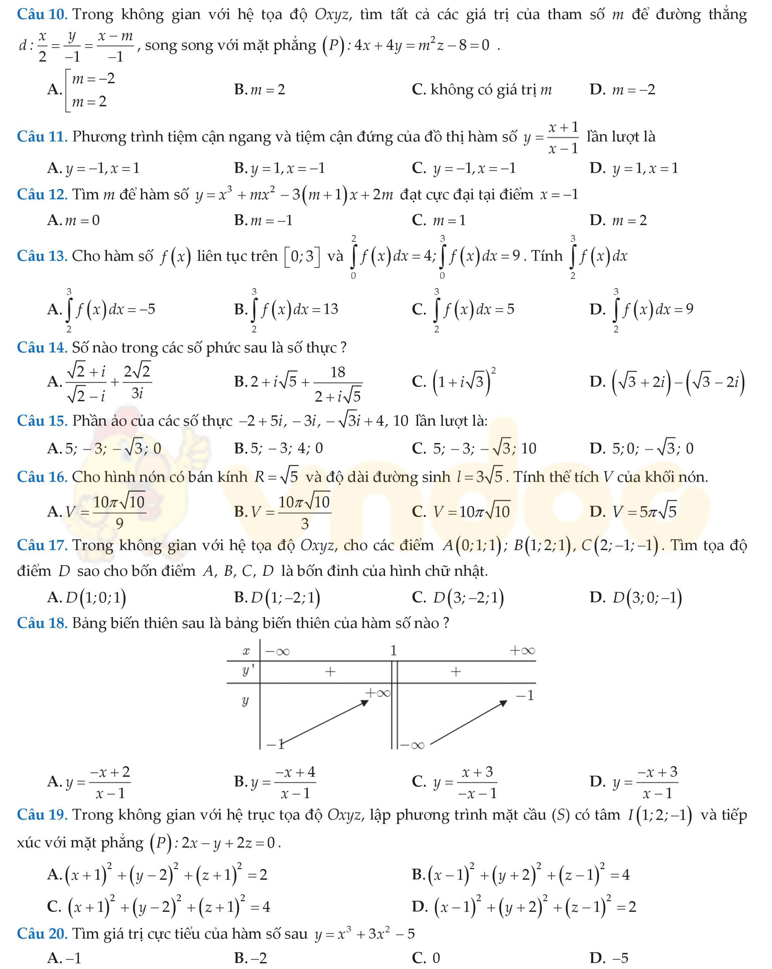 Đề thi thử THPT Quốc gia năm 2017 môn Toán
