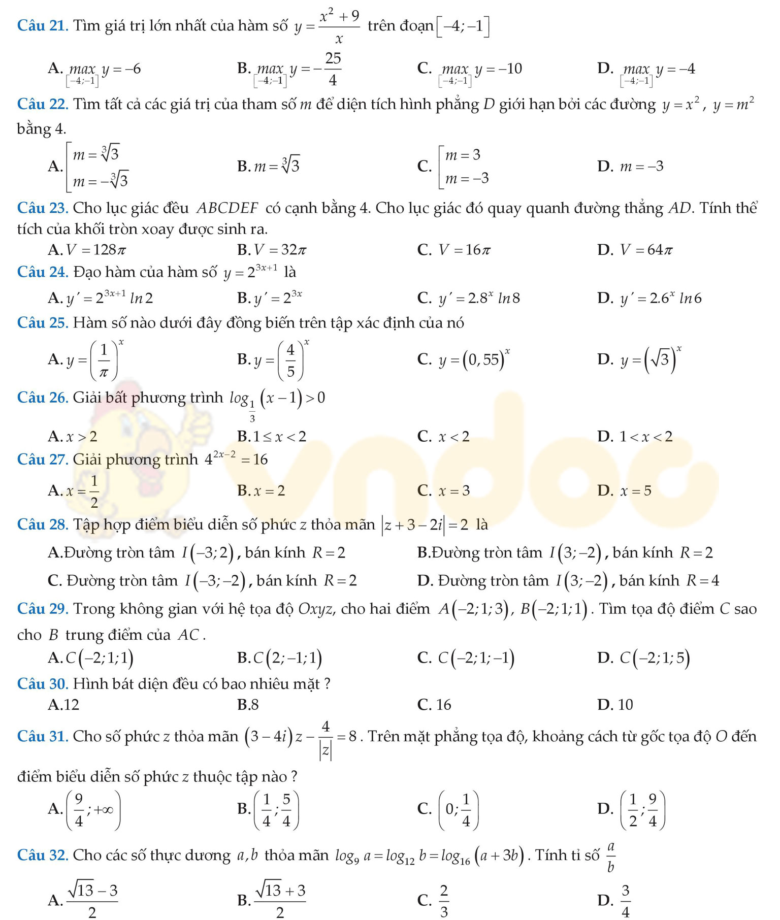 Đề thi thử THPT Quốc gia năm 2017 môn Toán