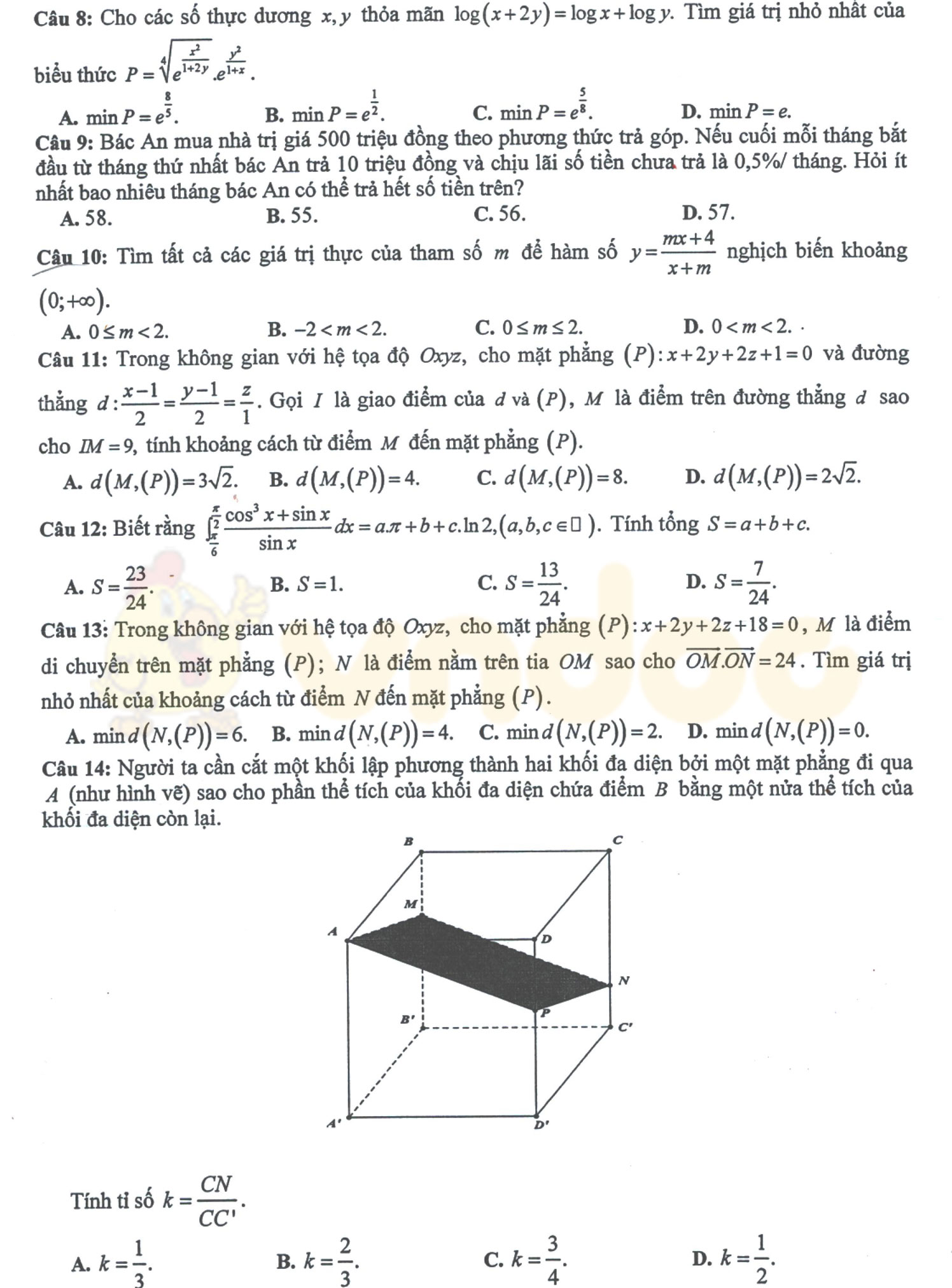 Đề thi thử THPT Quốc gia năm 2017 môn Toán