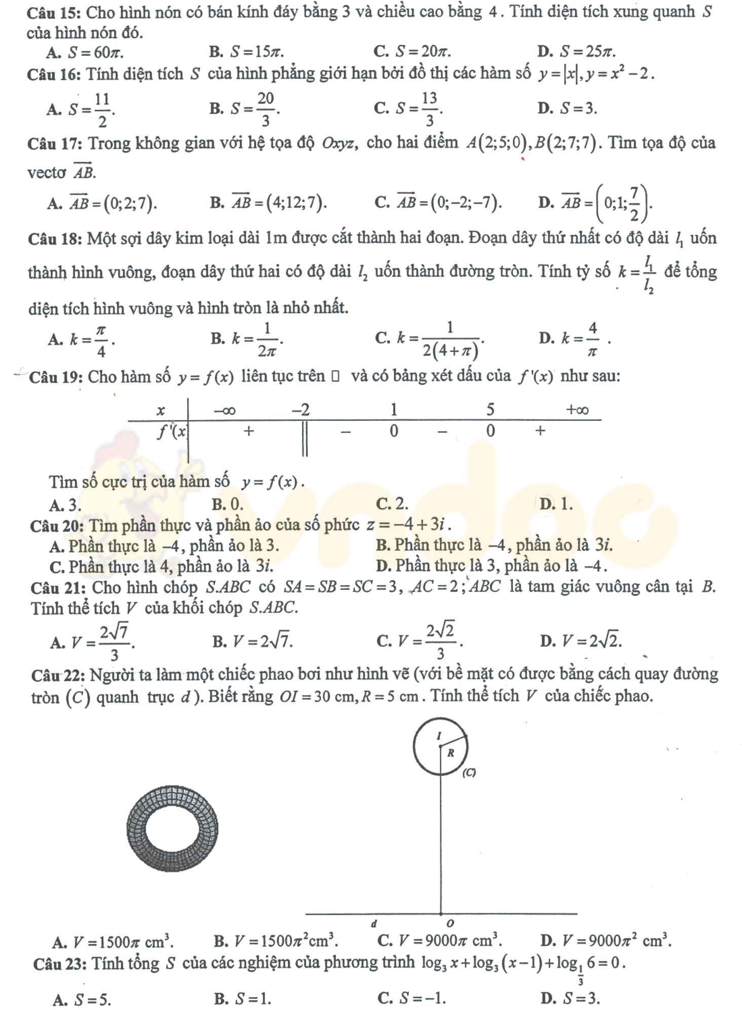 Đề thi thử THPT Quốc gia năm 2017 môn Toán