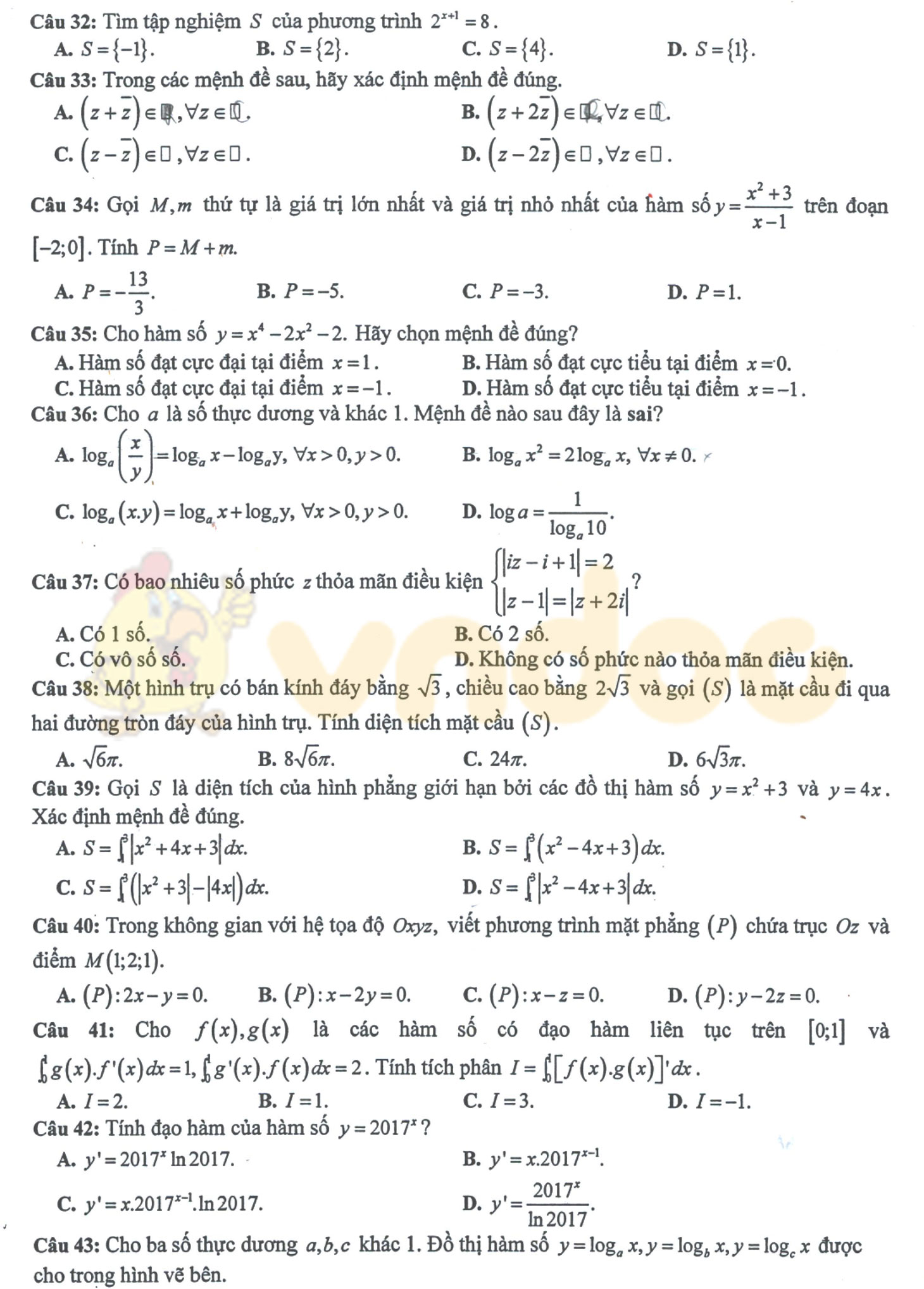 Đề thi thử THPT Quốc gia năm 2017 môn Toán